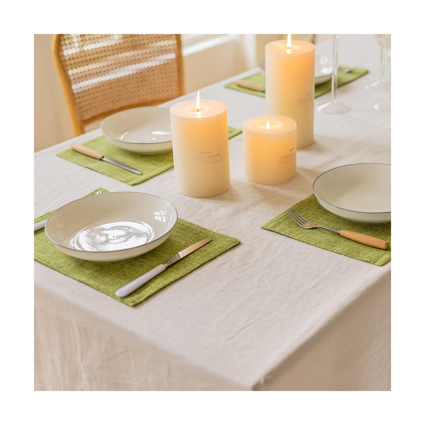Home Brilliant Green Placemat Set of 6 Washable Place Mats Placemats Heat Resistant Table Mats for Wooden Table Dinner