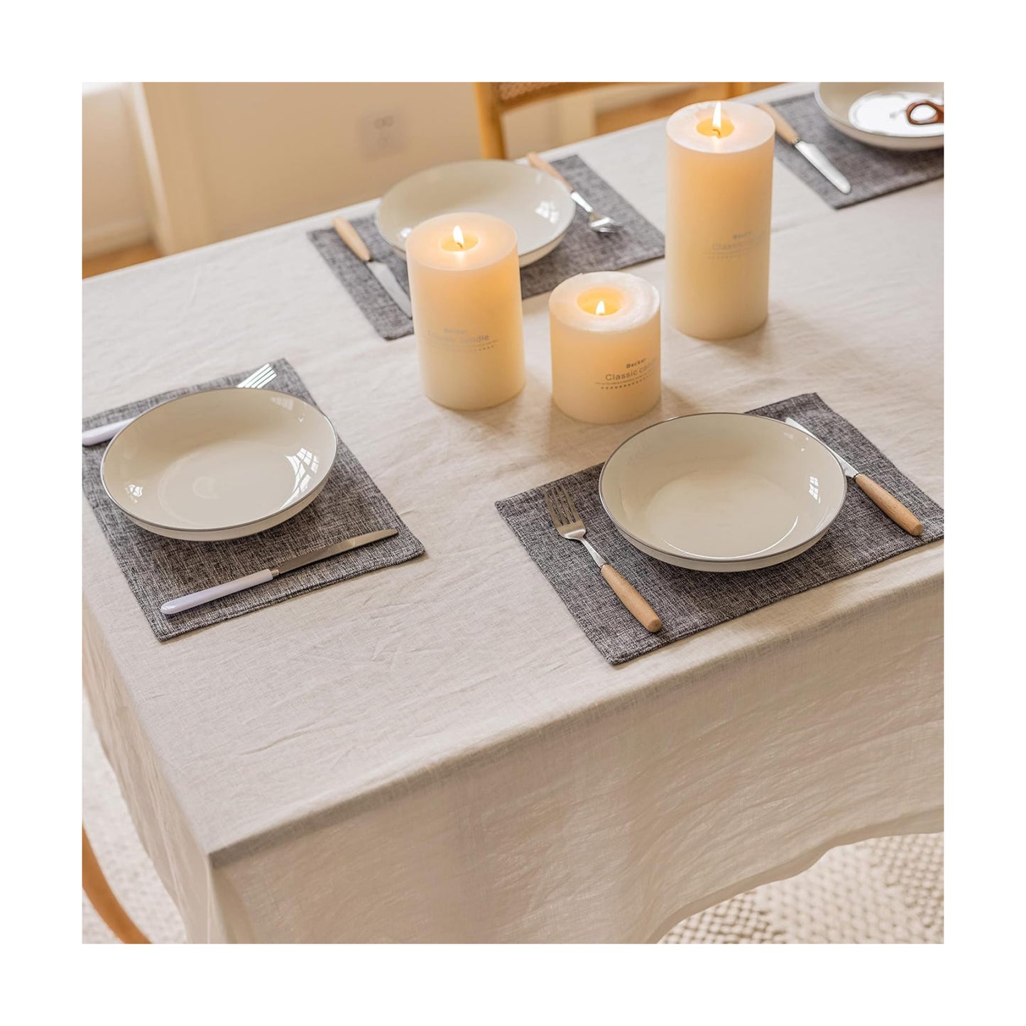 Home Brilliant Linen Placemats Set of 6 Heat Resistant Washable Placemats for Parties Buffet Dinner, 13 x 19 inches