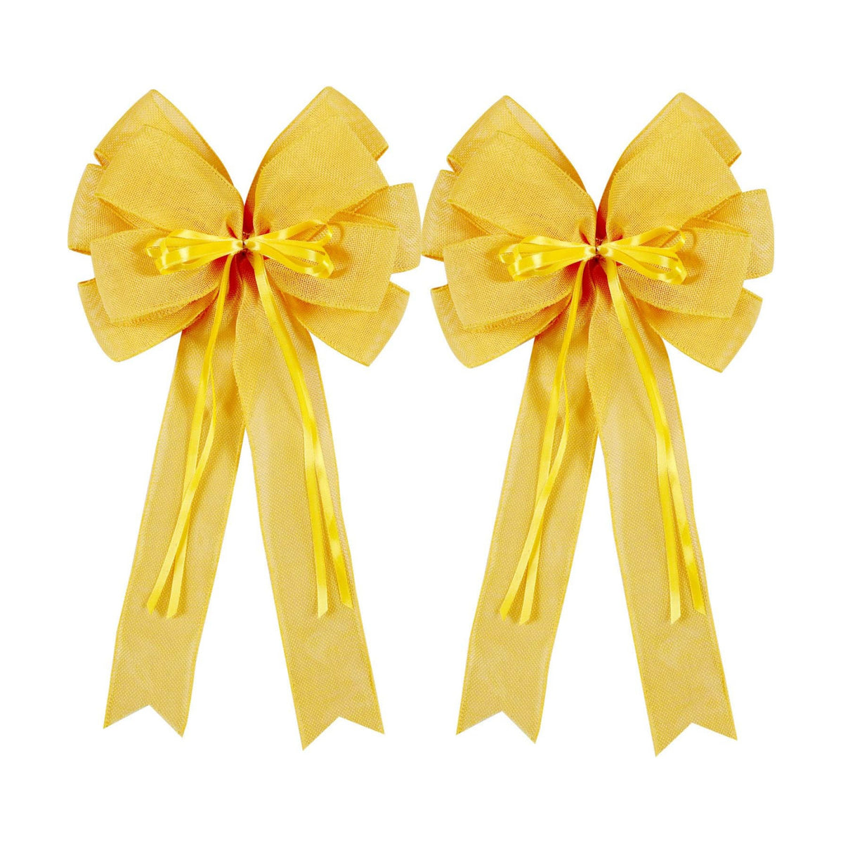 Hongsome 2 Pcs Large Yellow Easter Wreath Bow Decor, Classic Glitter String & Burlap Ribbon, Spring/Summer/Autumn/Winter Tree Topper Bows