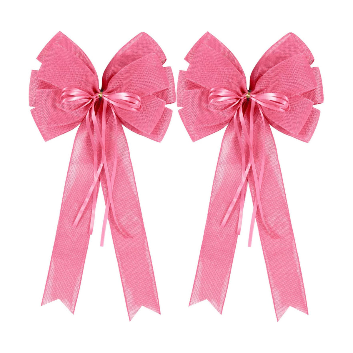 2 Pcs Large Pink Easter Wreath Bows Decor,Spring Tree Topper Bow Decorations with Pink Burlap and Glitter String for Chridtmas Tree Holiday Home Front Door Outdoor