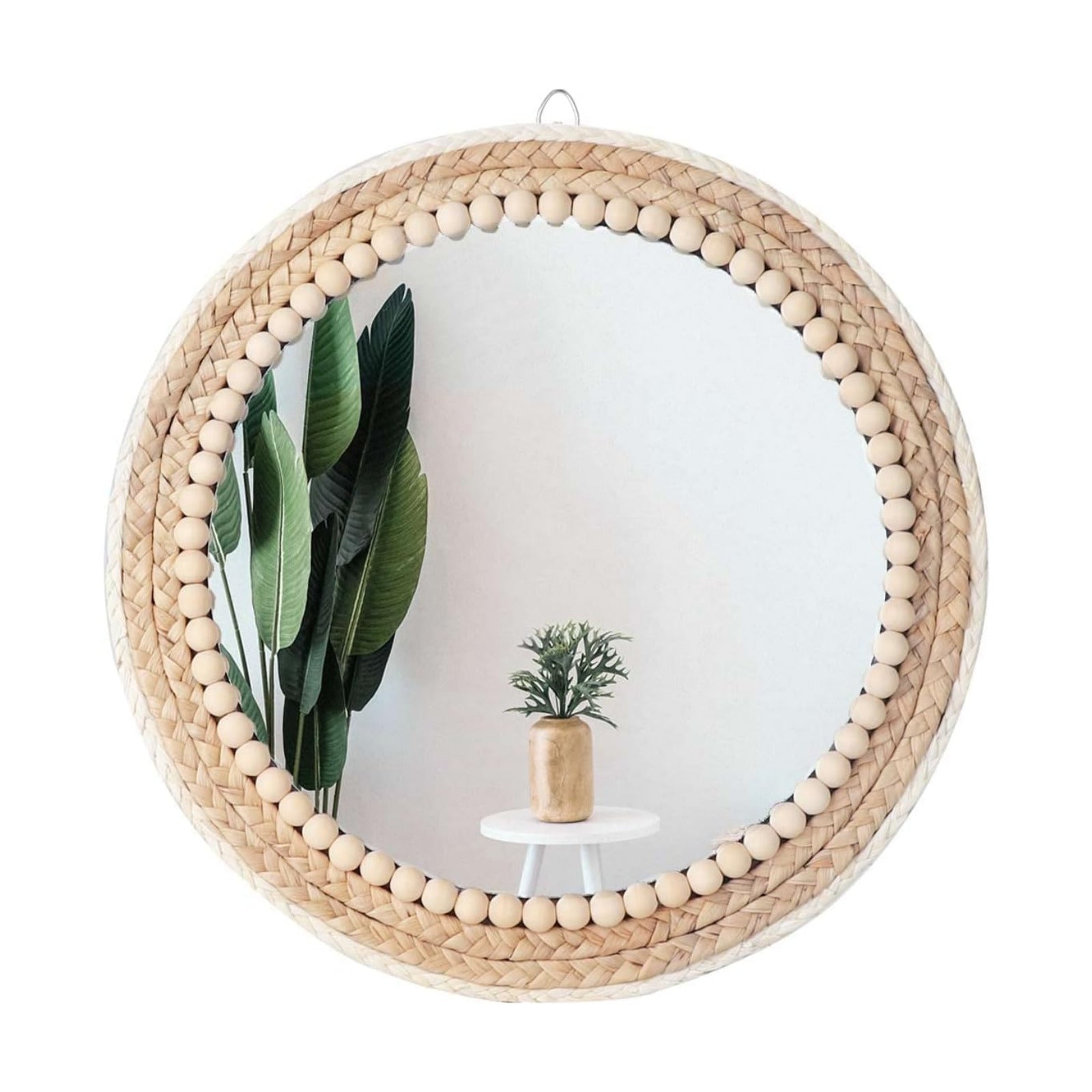 Boho Wall Mounted Round Mirror / 15 Inch