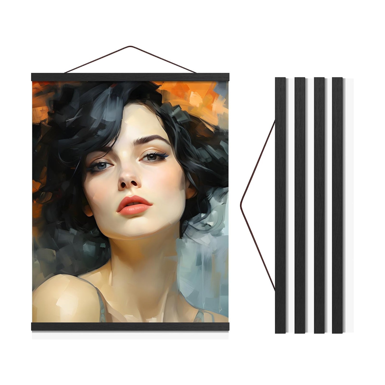 Magnetic Poster Hanger 40” Poster Frame with Strong Magnets, Complete Hanging Kit for Art, Maps, Pictures and More