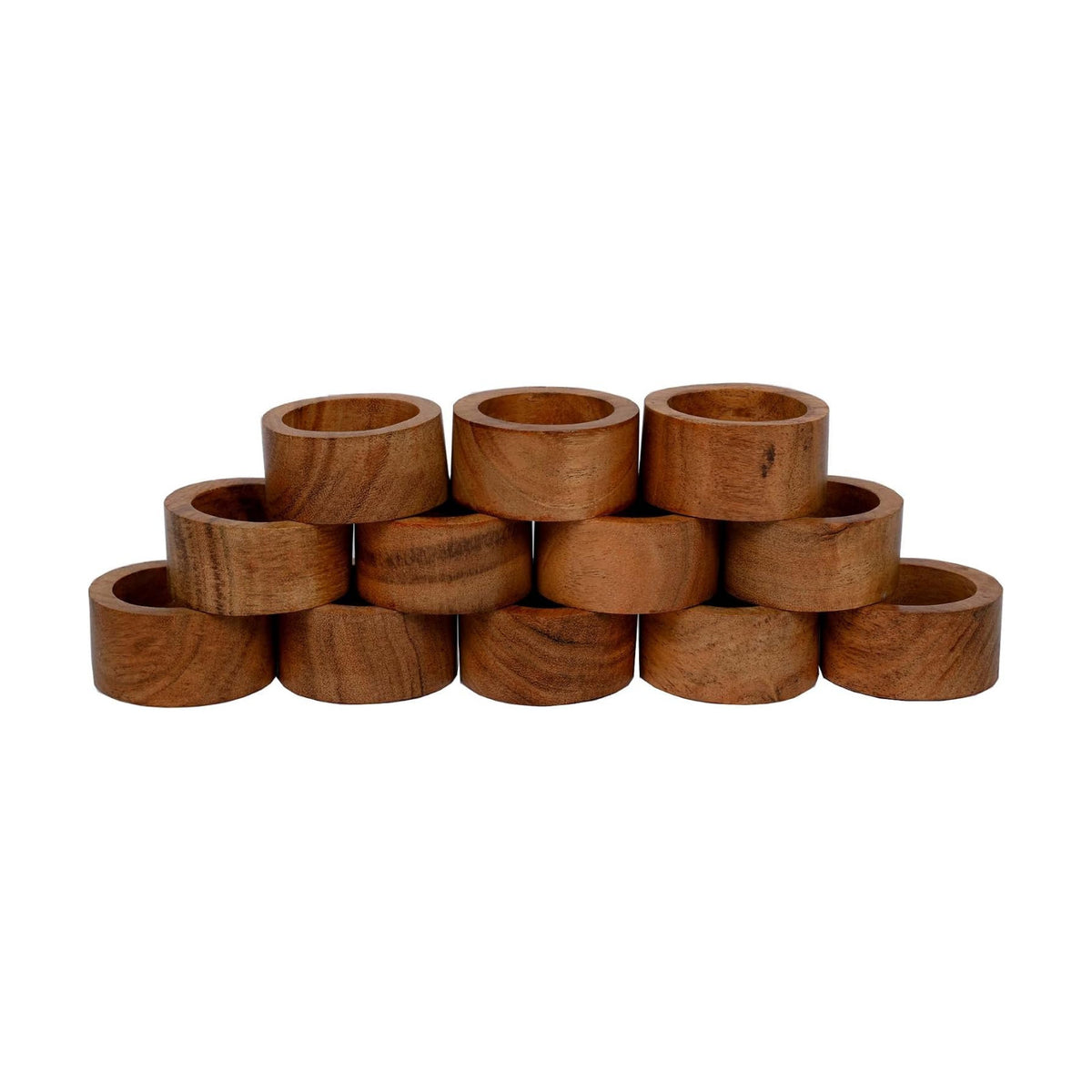 SAMHITA Handmade Acacia Wood Napkin Ring Set of 12 for Dining, Anniversary, Birthday, Christmas | Napkin Ring for Home and Kitchen Décor