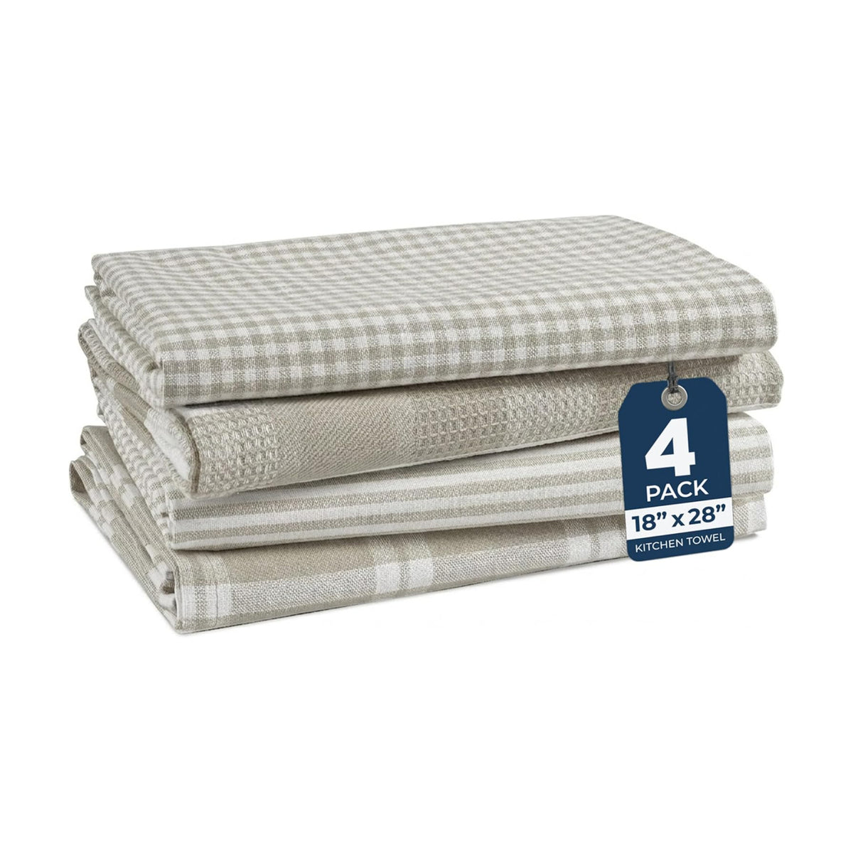 LANE LINEN Cotton Kitchen Towels Set, 4-Pack – Absorbent, Quick-Drying Dish Towels, Tea Towels, 18" x 28" - Slate Grey