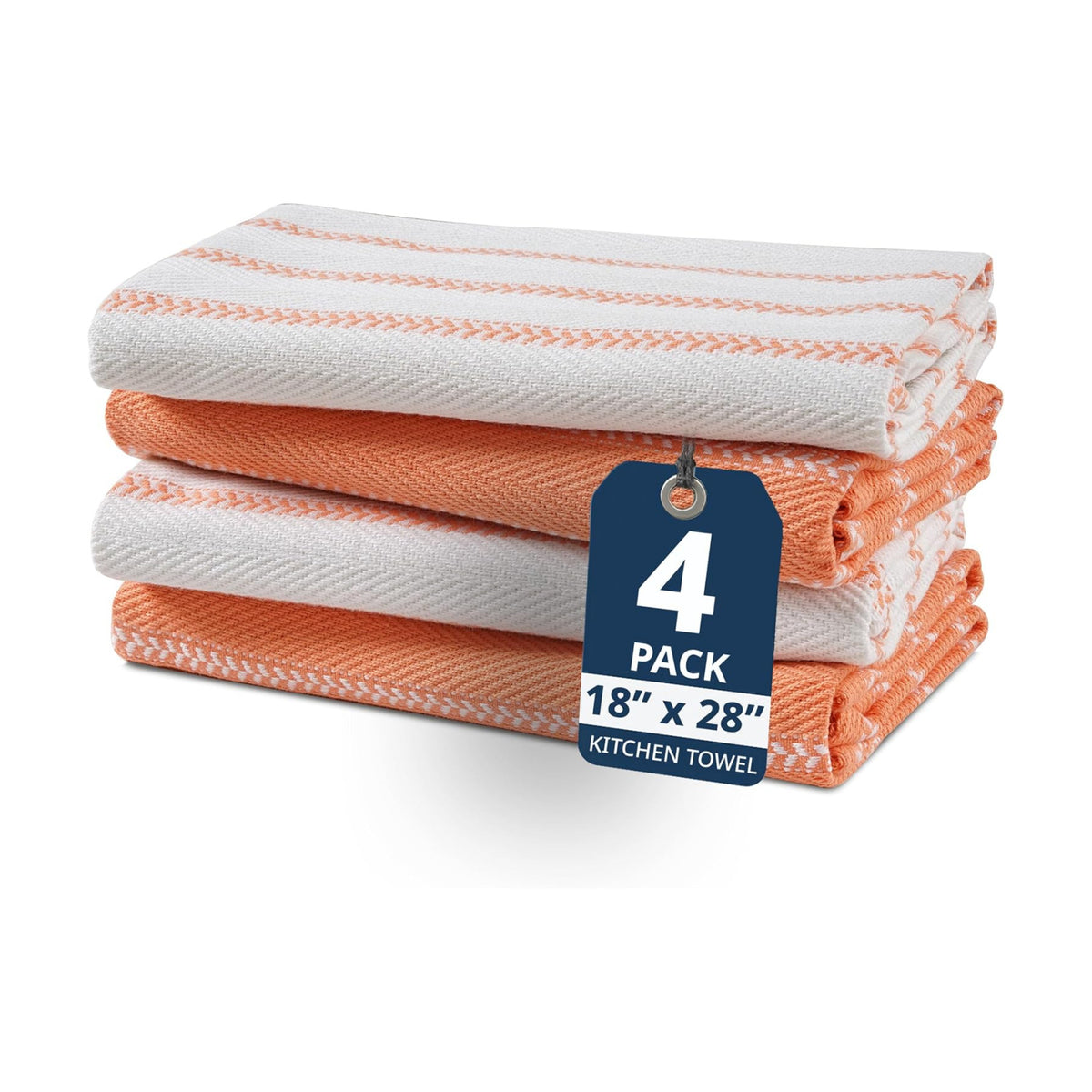 LANE LINEN Kitchen Dish Towels 100% Cotton Soft & Durable 4 Pack - Coral