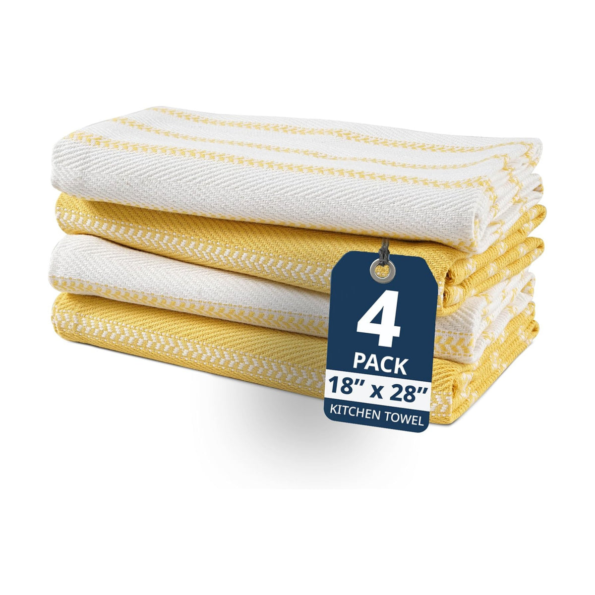 LANE LINEN Kitchen Towels Set - Pack of 4 Cotton Dish Towels for Drying Dishes, 18”x 28”, Absorbent Tea Towels, Quick Drying Kitchen Towel Set - Lemon Yellow