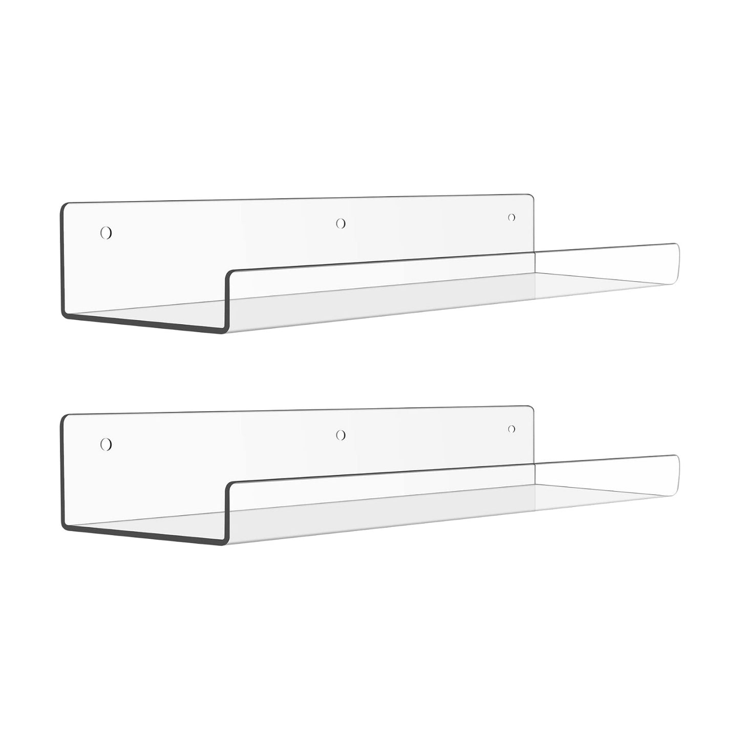 upsimples 2 Pcs 15" Acrylic Shelves for Wall Display and Storage, Clear