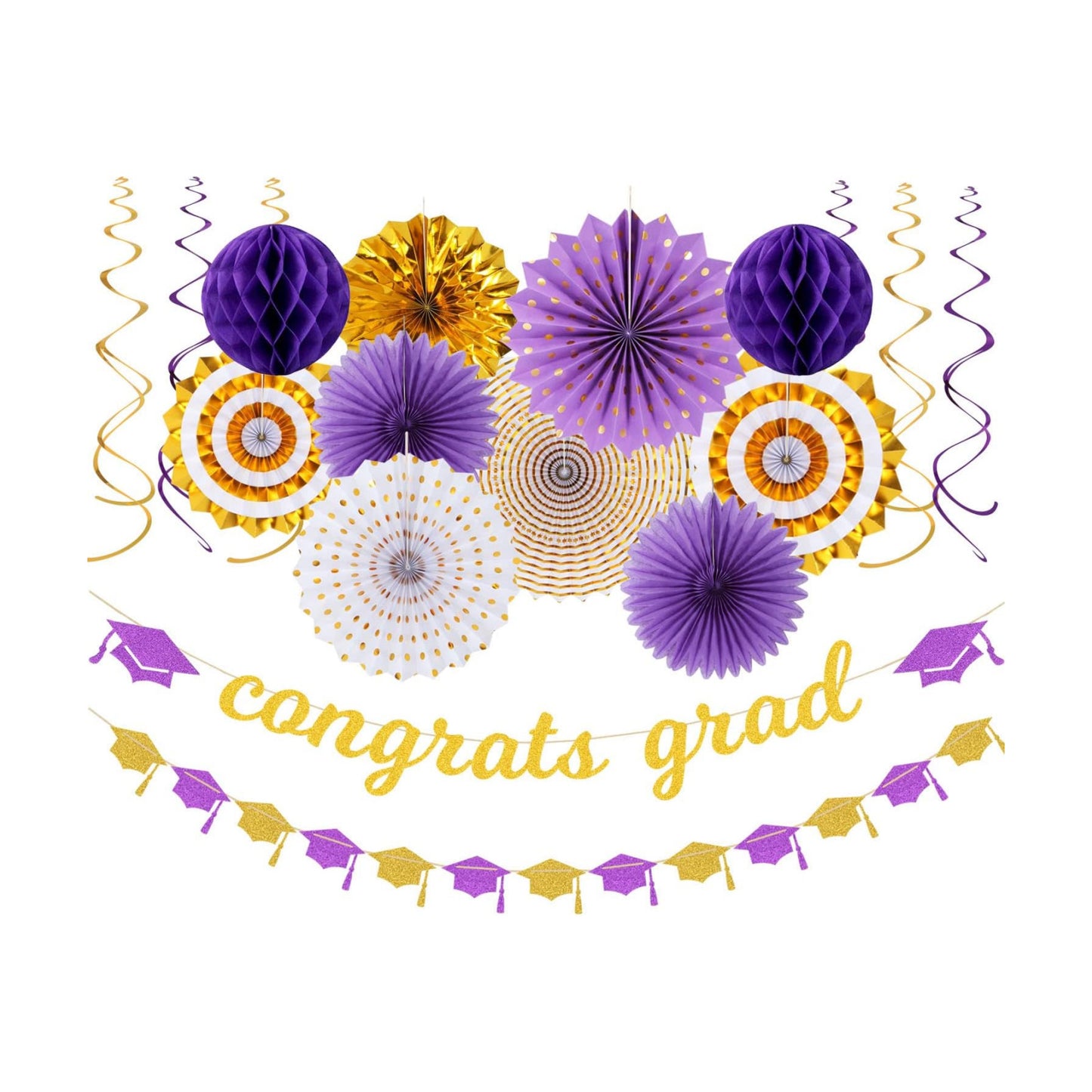 Kits 2026 Congrate Grad Garland / Congrate Grad Purple Gold / Set of 18