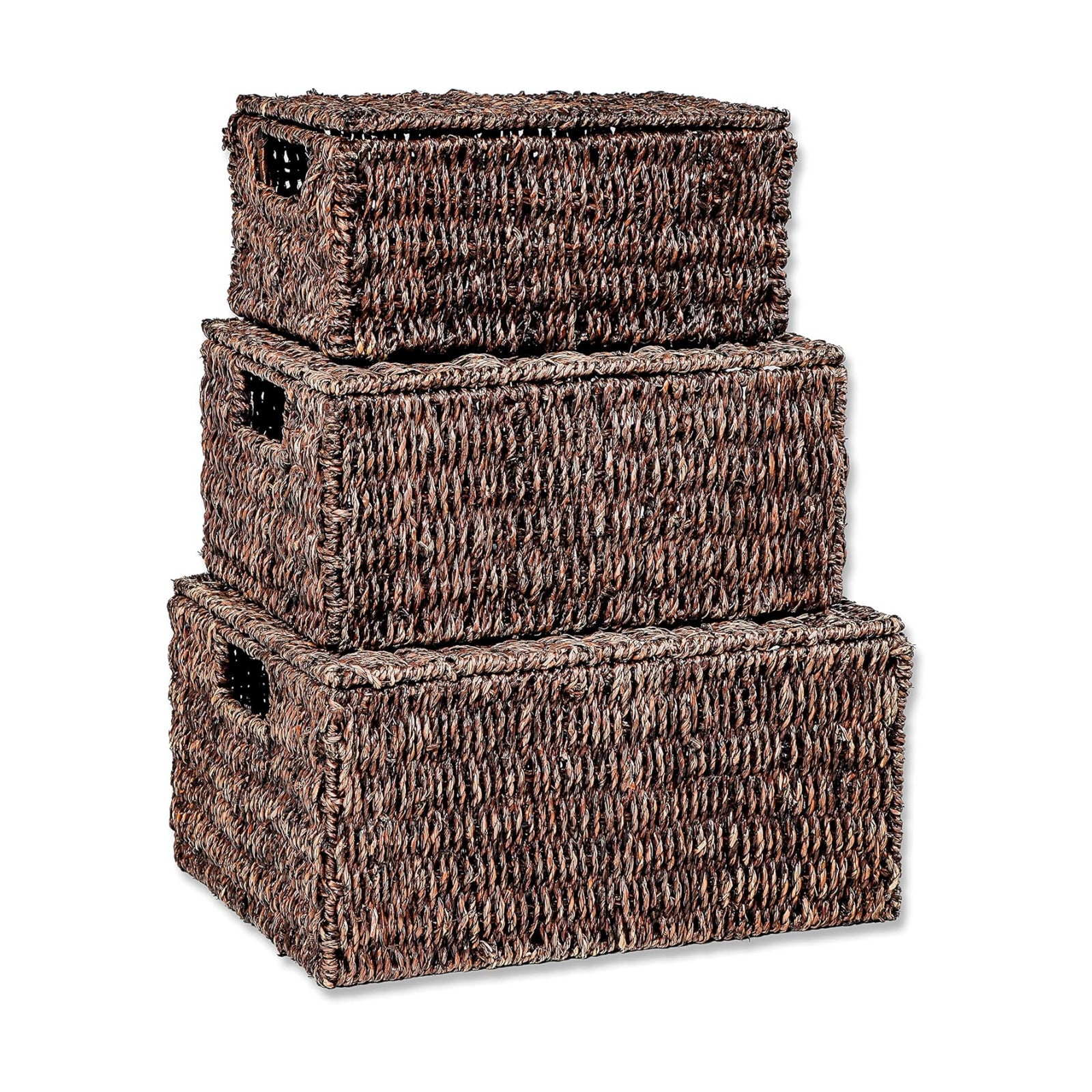 Rectangular Seagrass Baskets / Brown / Small / Set of 3