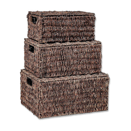 Rectangular Seagrass Baskets / Brown / Small / Set of 3