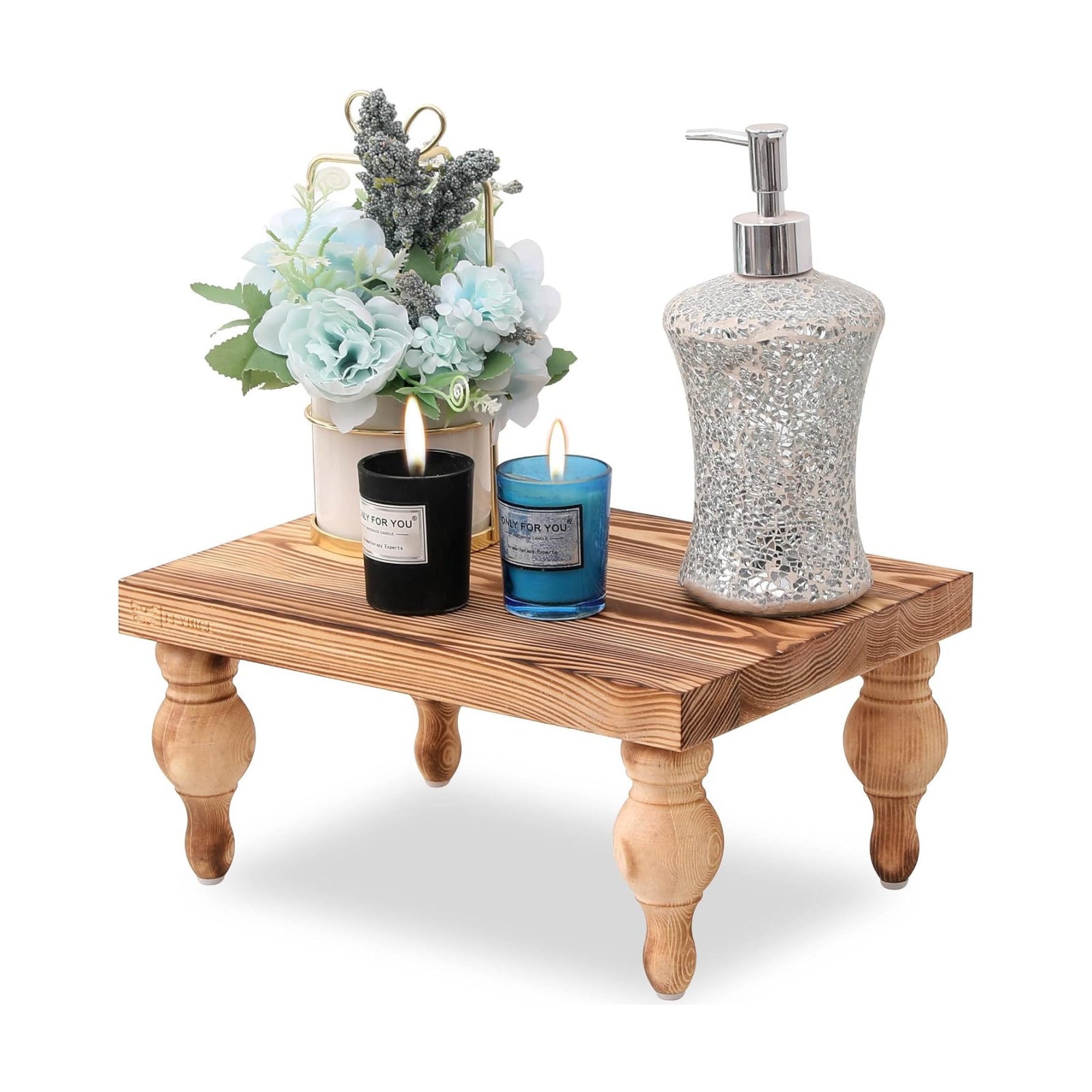 Wood Pedestal Stand Table for Farmhouse Decor / 12 x 9 x 5.5