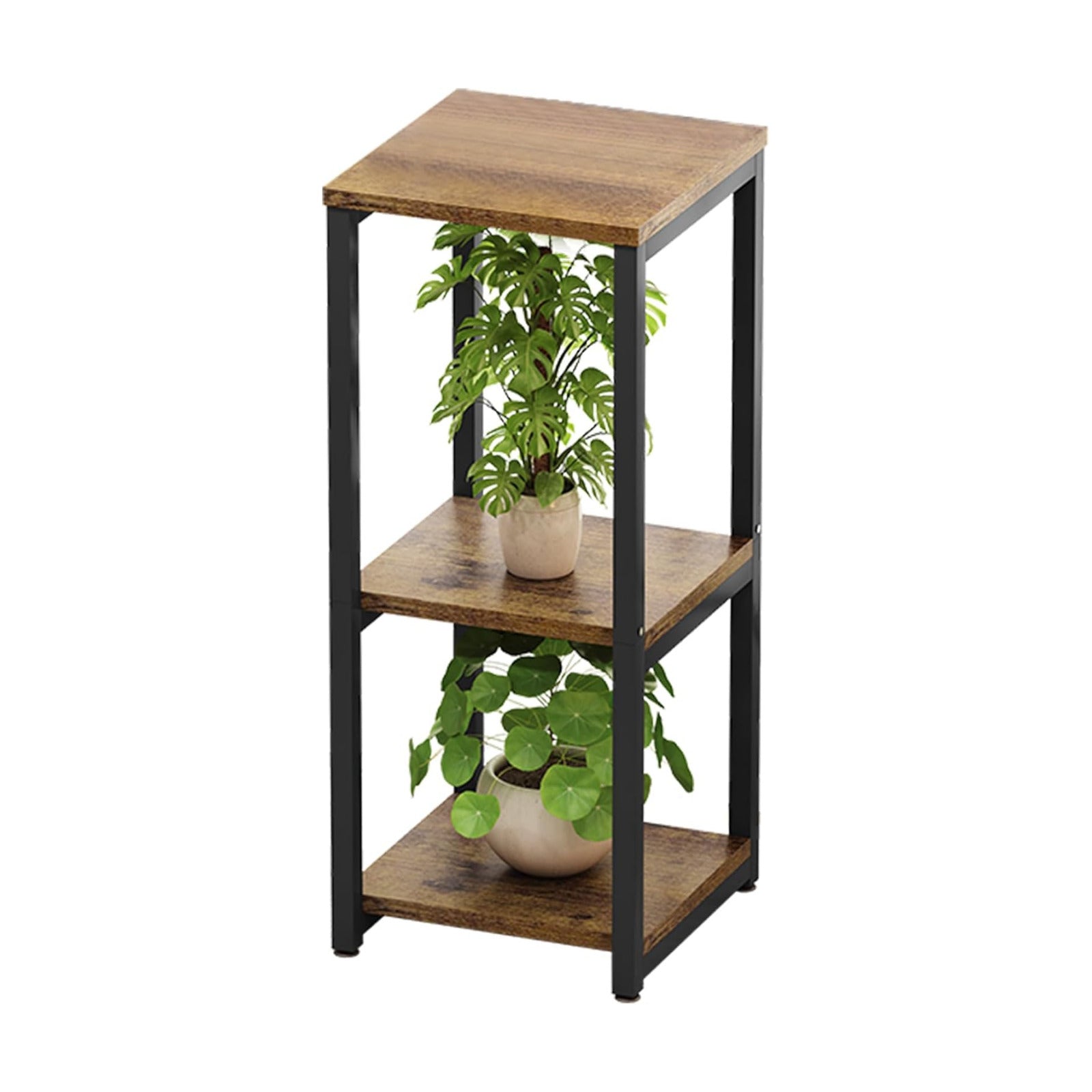 3 Tier Plant Stand Indoor Corner Tall Square Shape Plant Shelf | Modern Metal MDF board Flower Storage,Suitable tight