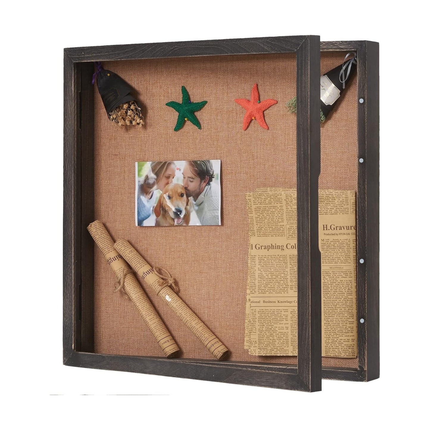 Extra Large Shadow Box 20x20, Square Shadow Boxes Display Cases with Hinged Door, Big Memorial Display Box for Weddings