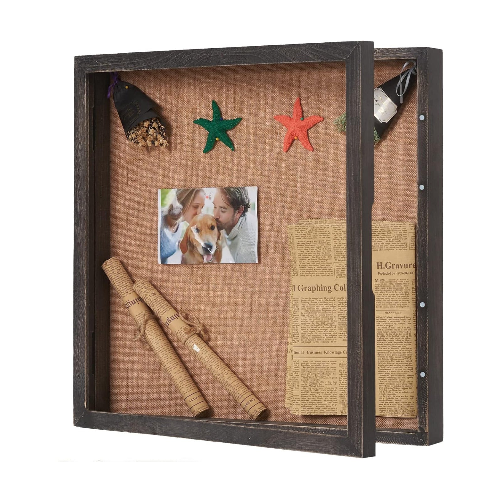 Extra Large Shadow Box 20x20, Square Shadow Boxes Display Cases with Hinged Door, Big Memorial Display Box for Weddings