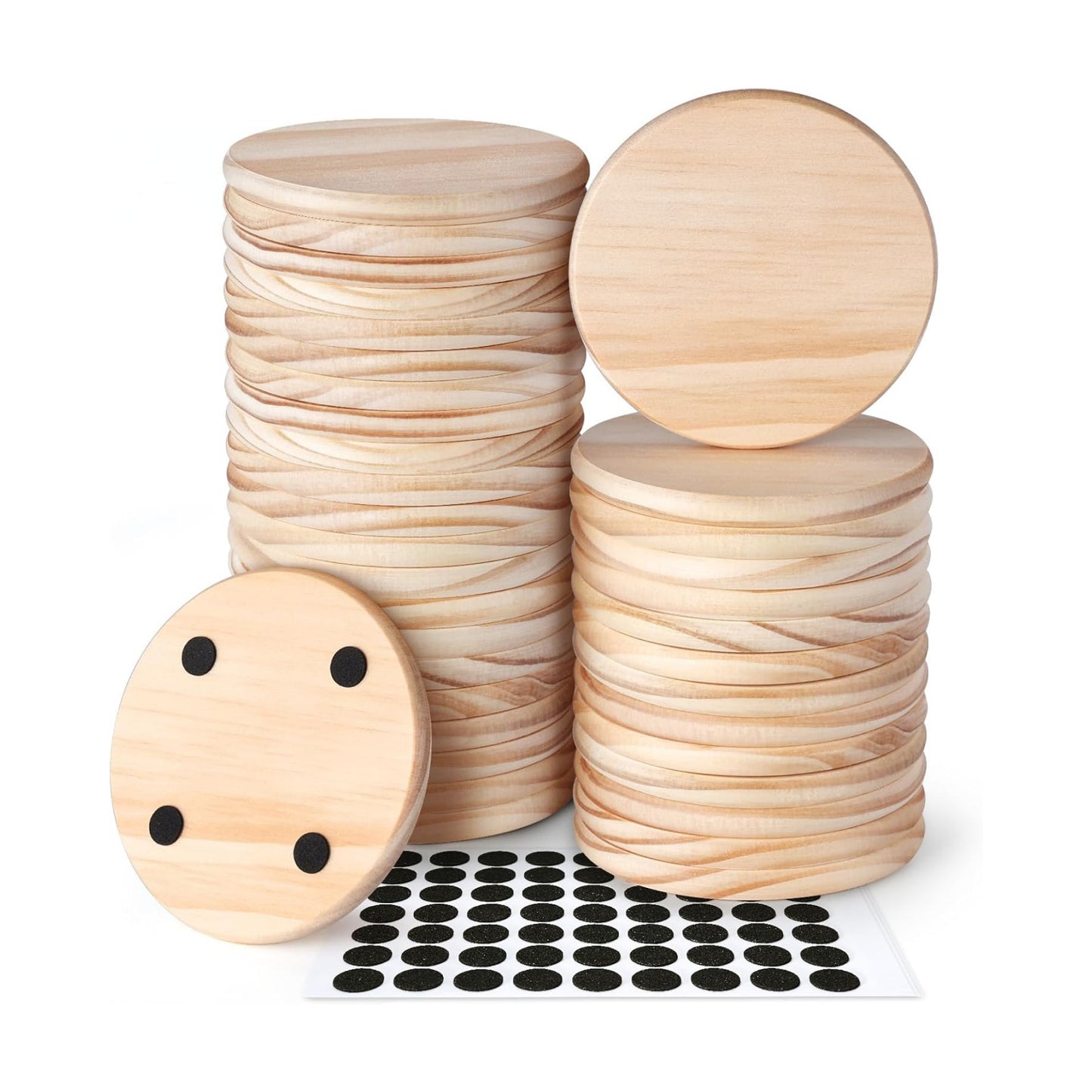 Unfinished Wood Coasters / Round / 4 Inch / Set of 36