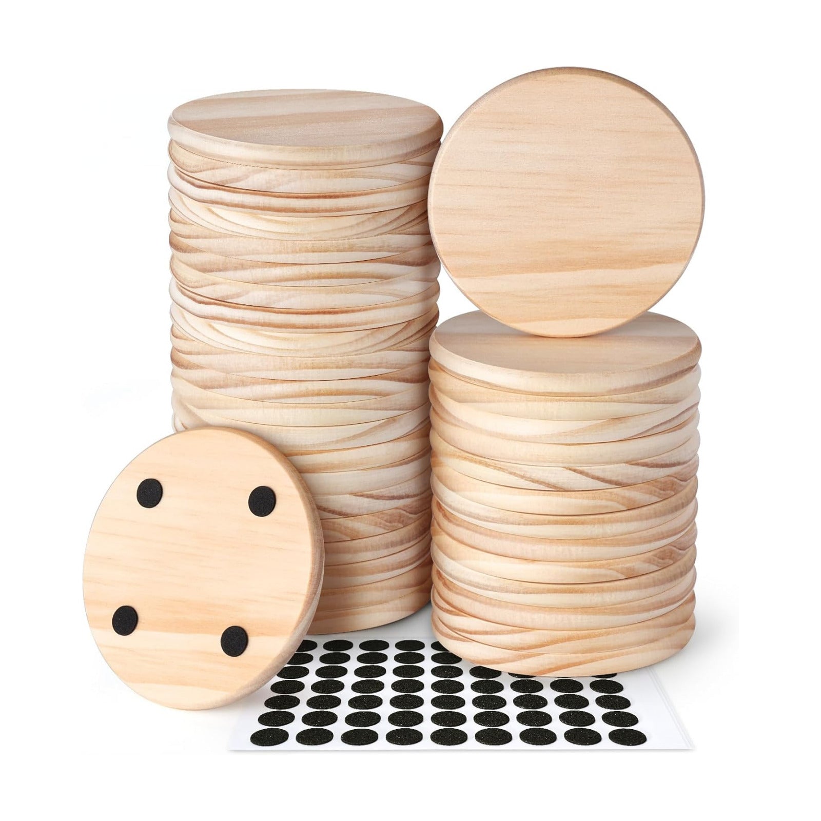 Unfinished Wood Coasters / Round / 4 Inch / Set of 36