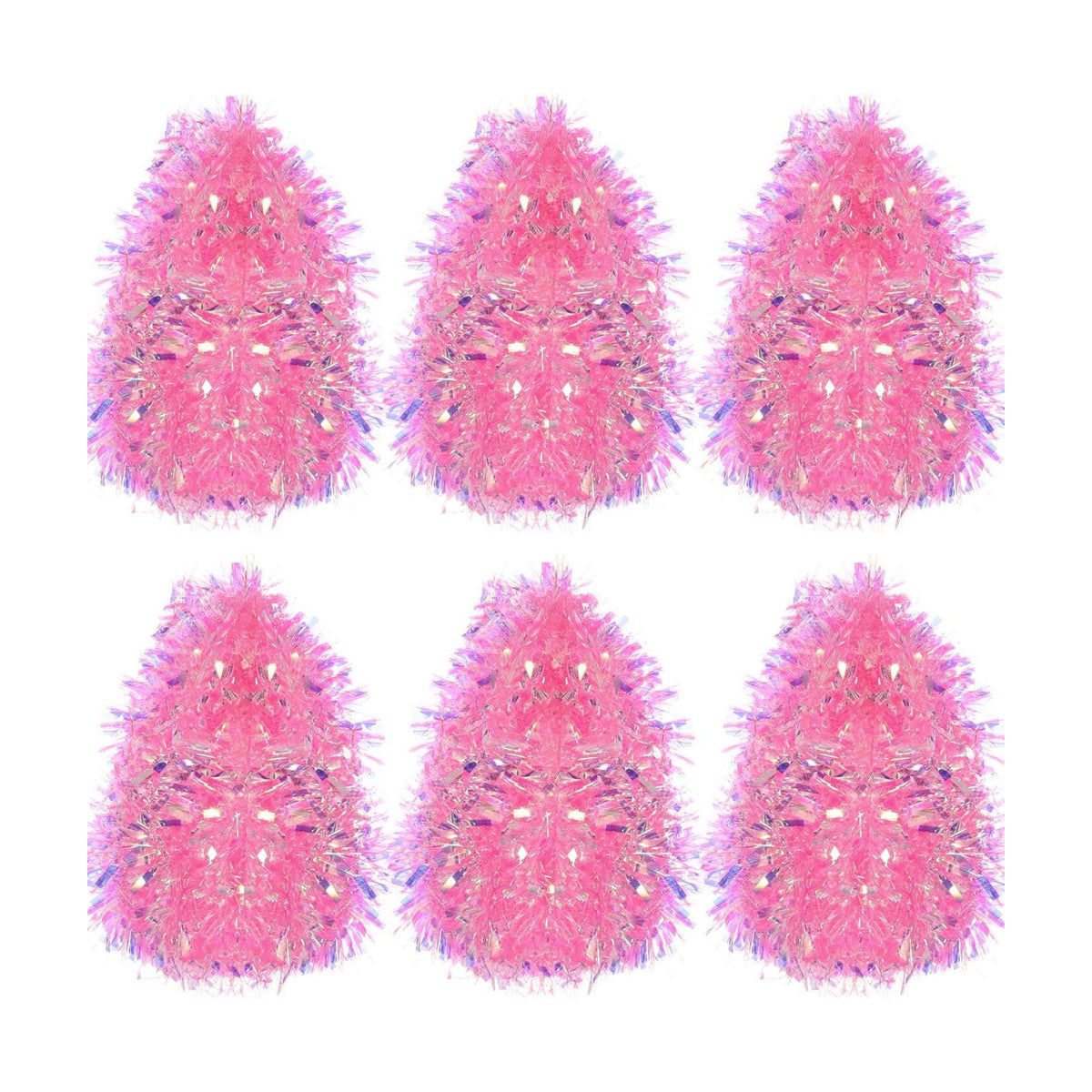 Shappy 90 ft 6 Rolls Christmas Tinsel Garland for Tree,Laser Pink