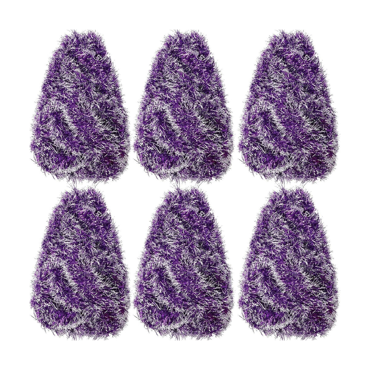 Shappy 90 ft 6 Rolls Christmas Tinsel Garland for Tree,Purple Frosted Tip
