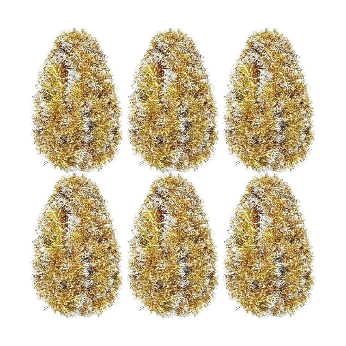Shappy 90 ft 6 Rolls Christmas Tinsel Garland for Tree, Gold Frosted Tip