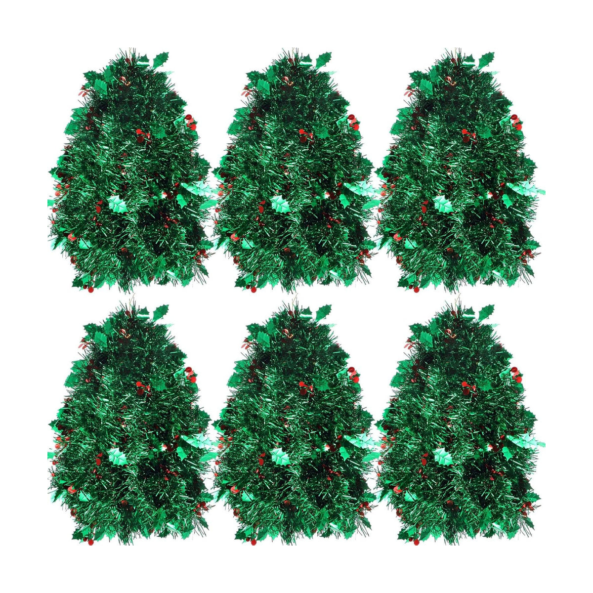 Shappy 90 ft 6 Rolls Christmas Tinsel Garland for Tree, Red and Green