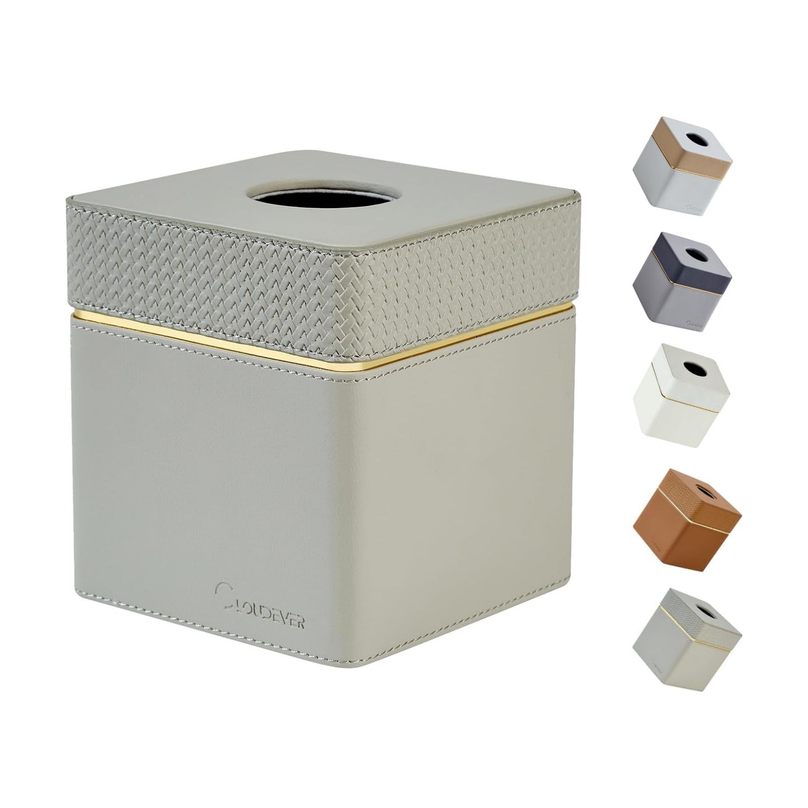 Modern PU Leather Decorative Tissue Cube Holder Organizer / 1-woven Grey