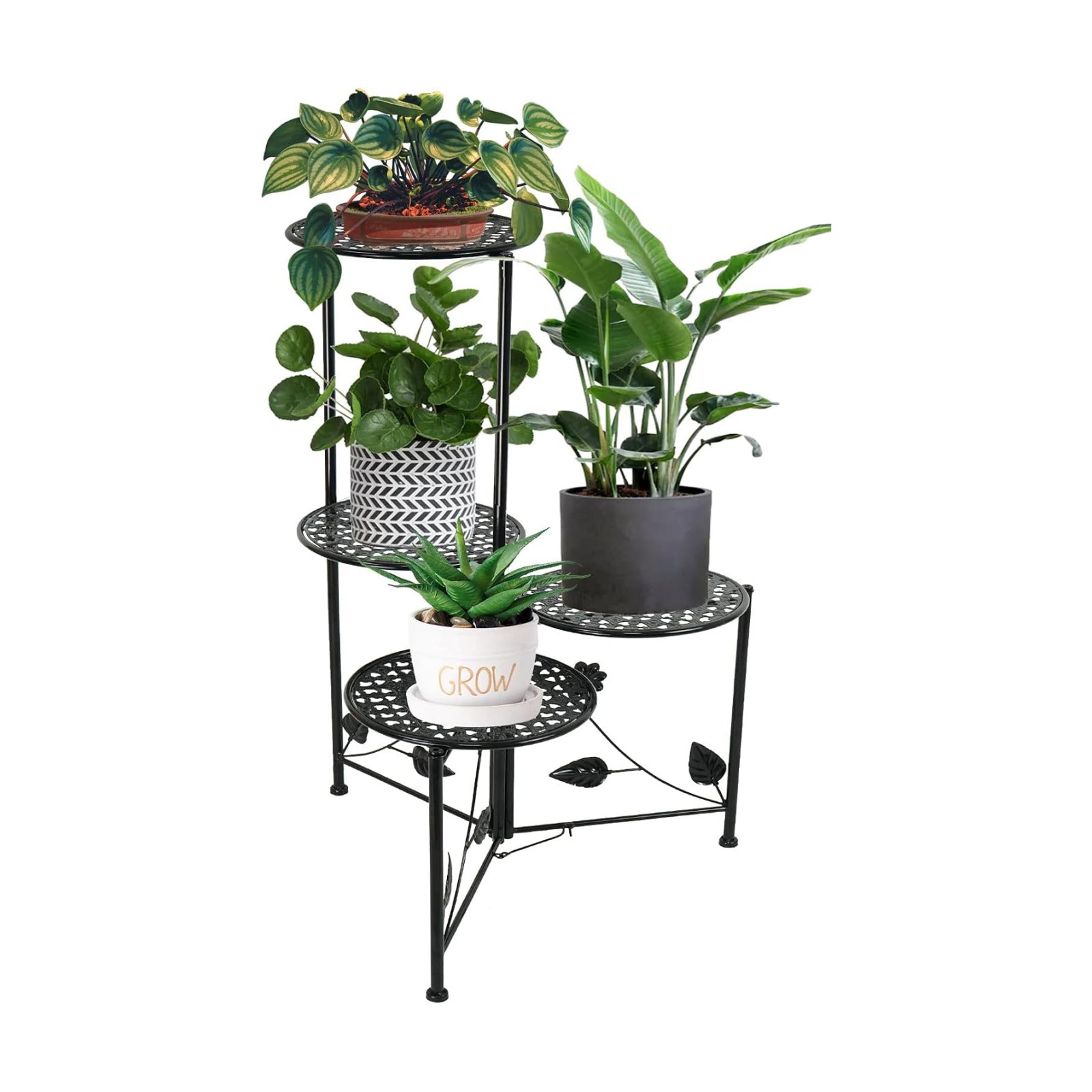 NAKUPE Plant Stand Indoor Outdoor, 4 Tier Corner Metal Flower Display Holder Shelf for Multiple Plants, 30" Tall Heavy