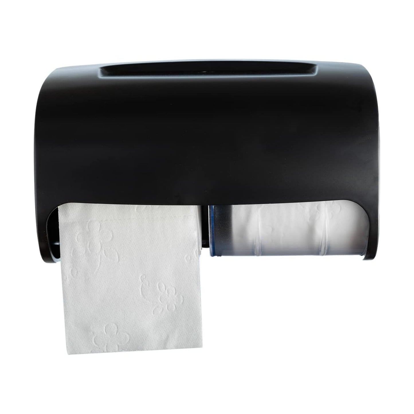 Commercial Toilet Paper Dispenser Wall Mount, Double (2 Roll) Locking Toilet Paper Holder (Black), Compact Two Roll