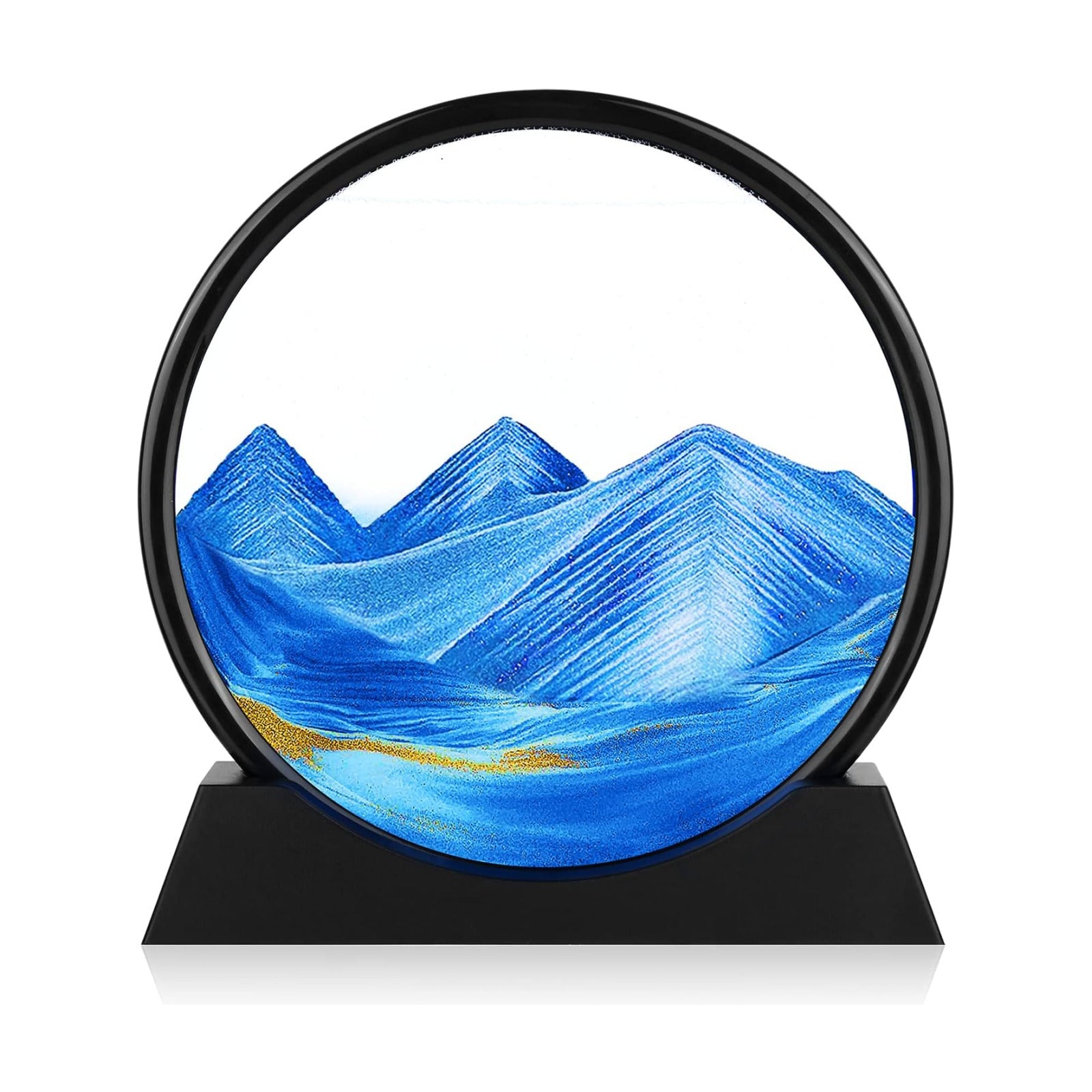 Round Glass 3D Deep Sea Sandscape / Blue / Set of 7