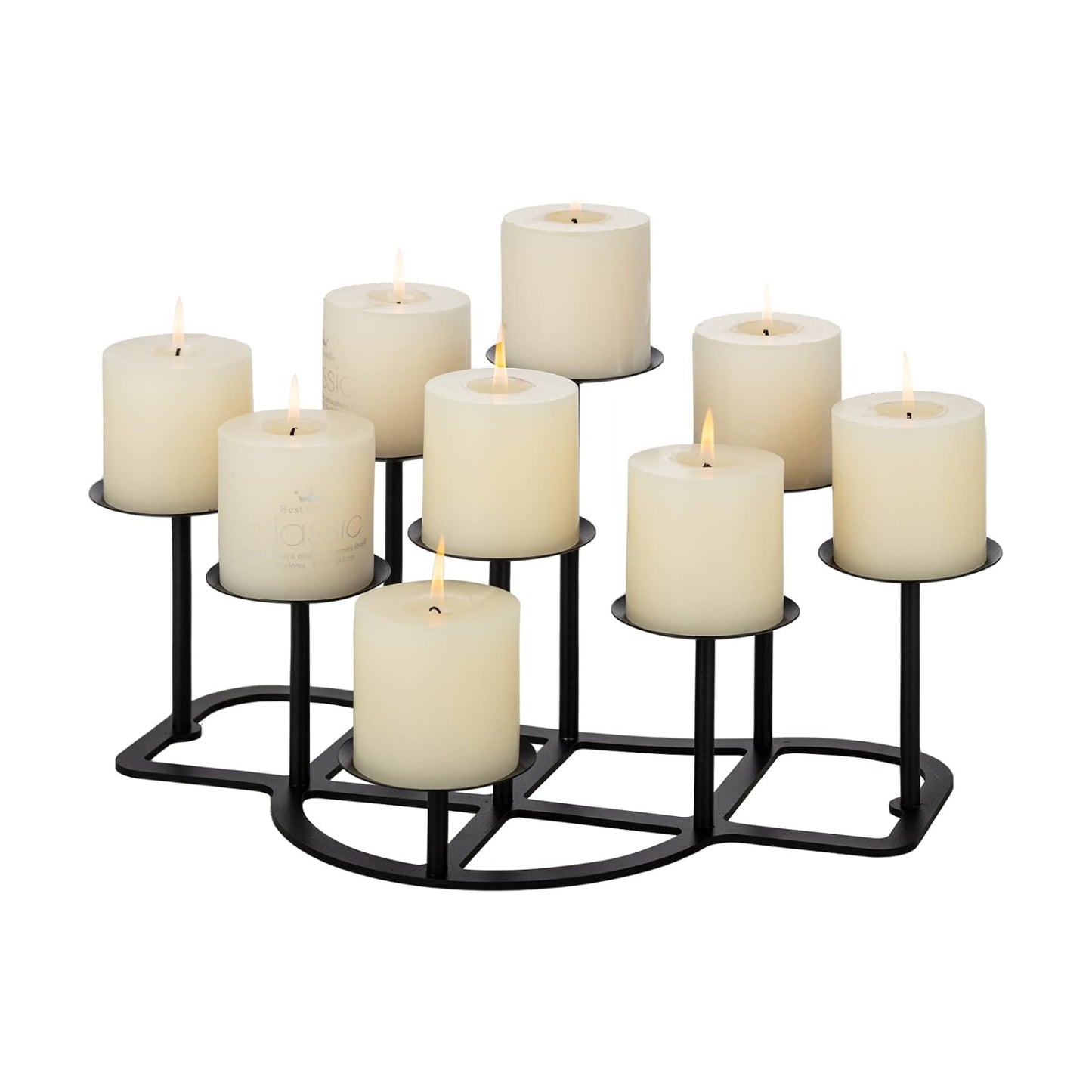 Fireplace Candle Holder 9 Candelabra for Pillar Candles Black Candle Stand Iron Table Centrepiece Mantle Floor Decor