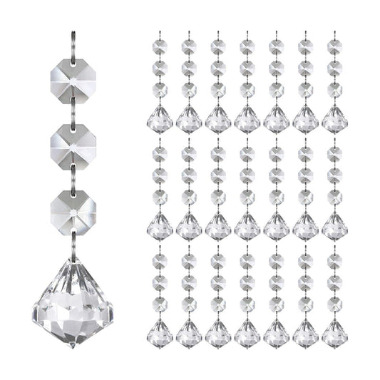 Jishi 30pk Crystal Diamond Ornaments for Christmas Tree Decorations, Hanging Clear Plastic Acrylic Diamonds for Wedding Anniversary Party Decoration Centerpieces Chandelier Prism Drop Pendant Supplies