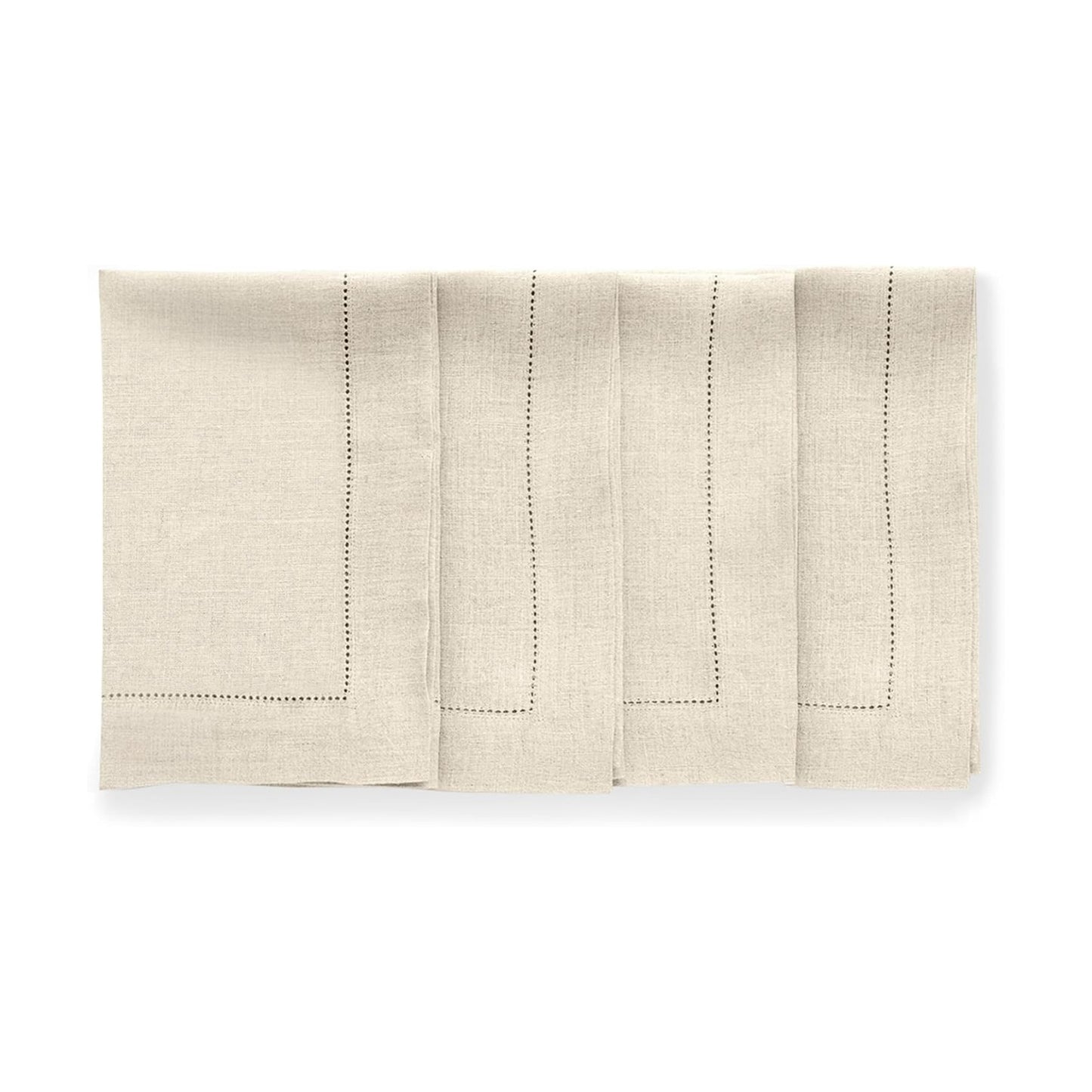 Solino Home 100% Pure Linen Napkins Flax Hemstitch, 20 x 20 in, Set of 4 | Sonoma Hemstitch Cloth Napkins for everyday