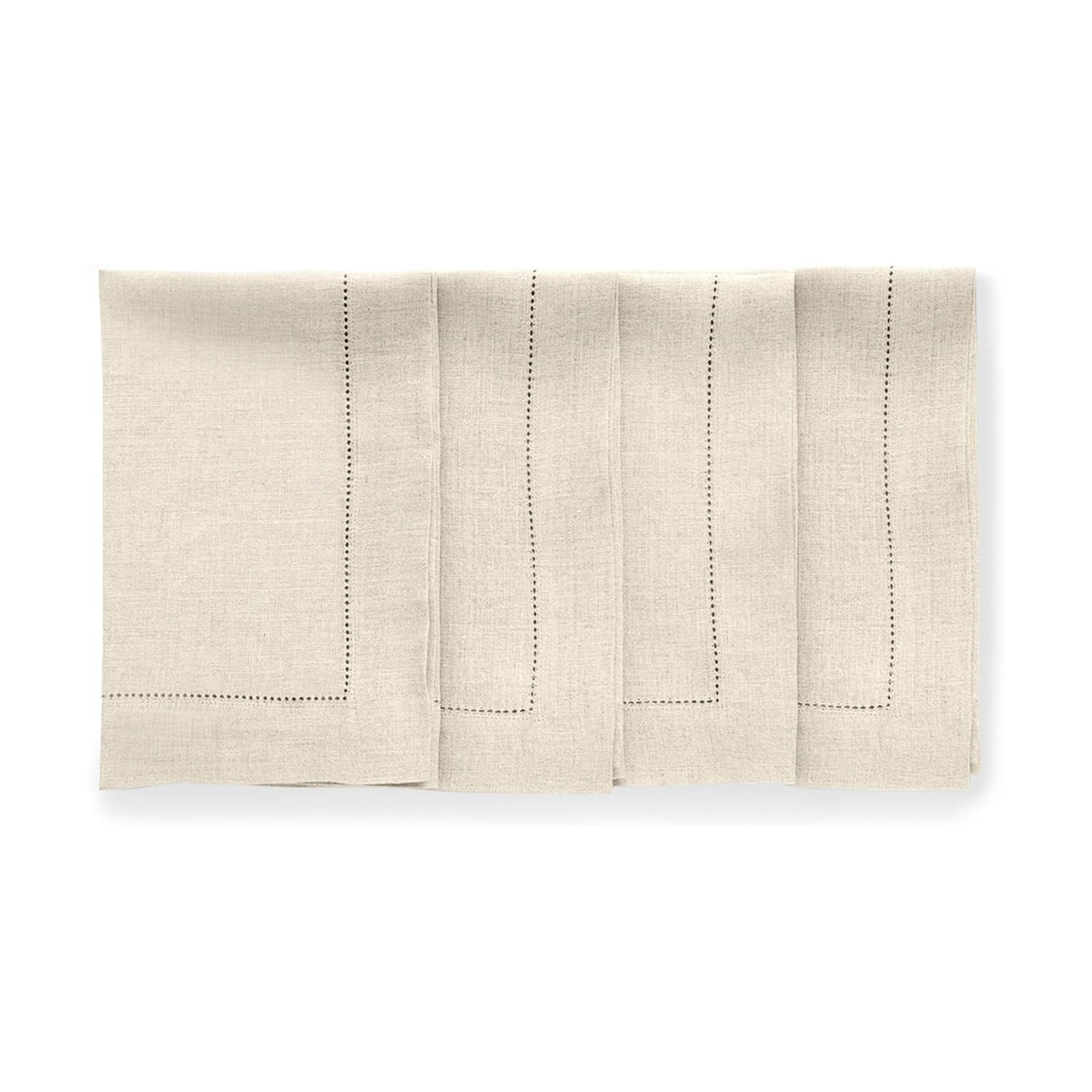 Solino Home 100% Pure Linen Napkins Flax Hemstitch, 20 x 20 in, Set of 4 | Sonoma Hemstitch Cloth Napkins for everyday