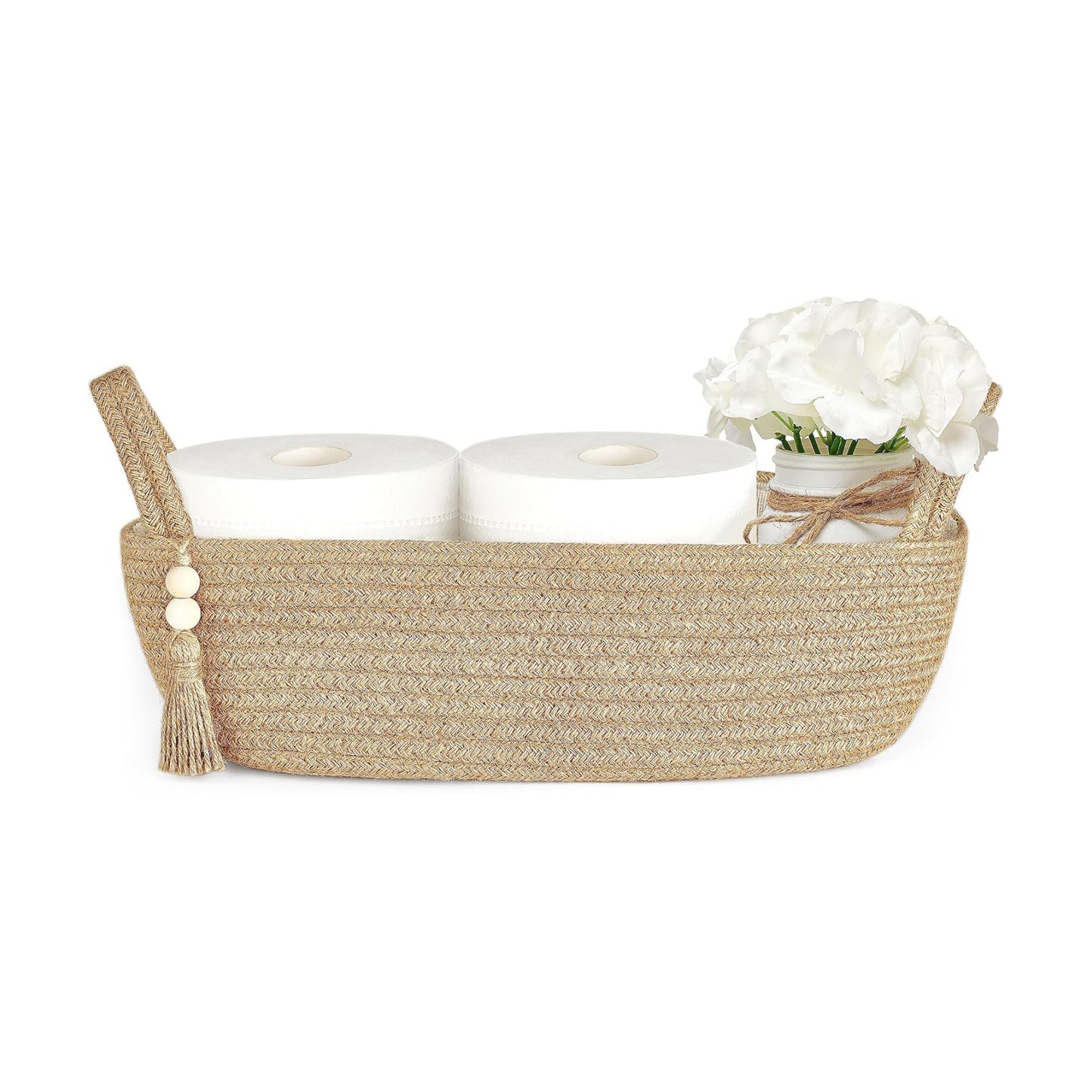 Storage Basket for Toilet Tank Top Boho Bathroom Decor Woven Rope Toilet Paper Tray / Brown / Small