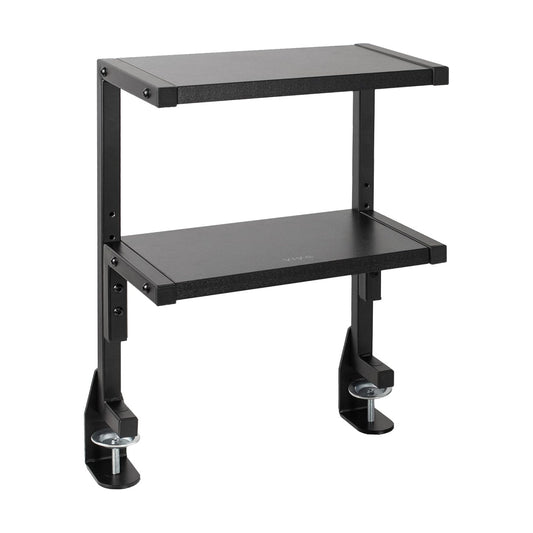 VIVO Black Clamp-on 13 inch 2-Tier Desk Shelf, STAND-SHELF2C | Above or Below Desk, 2 Level Shelving Unit for Table