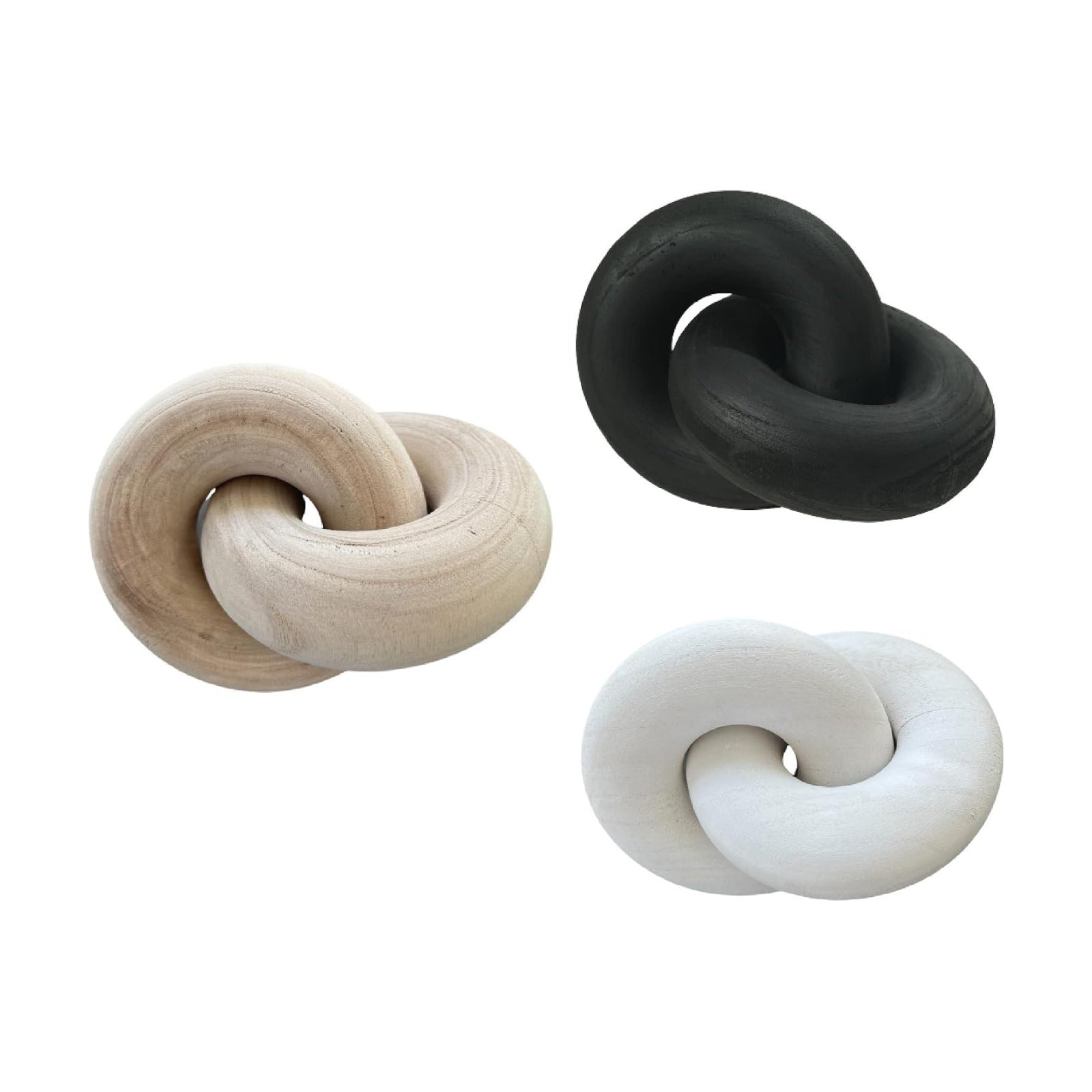 Black and Natural Wooden Knot Coastal Home Decor Accessories / White
