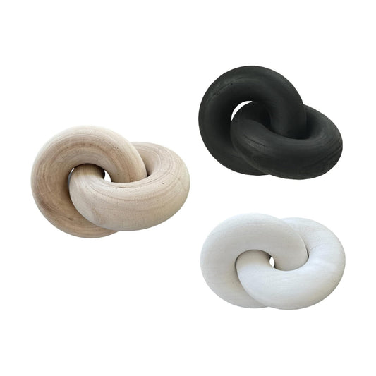 Black and Natural Wooden Knot Coastal Home Decor Accessories / White