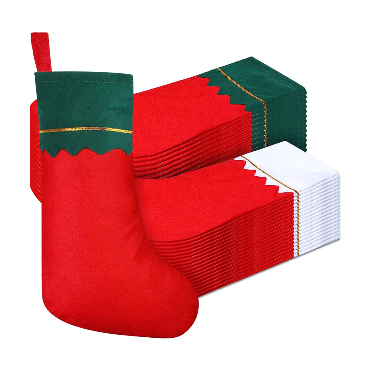 Zubebe 36 Pcs Christmas Stockings Bulk 15 Inch Felt, Red Green White