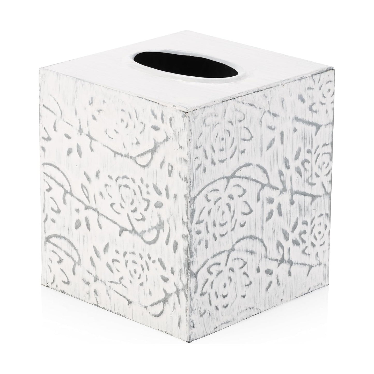 Decorative Metal Tissue Cover / Upright / White
