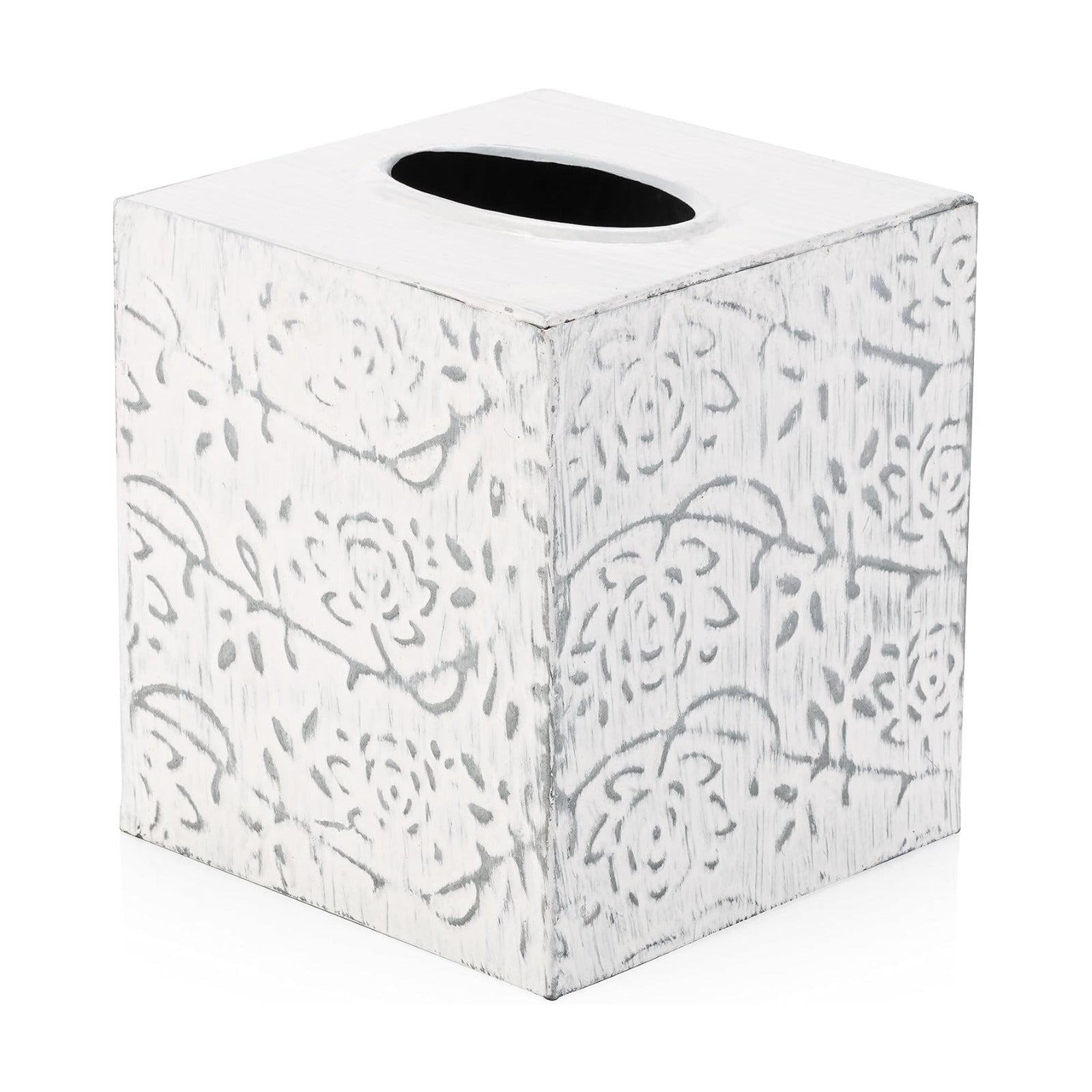 Decorative Metal Tissue Cover / Upright / White