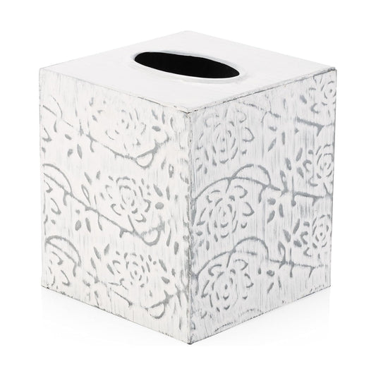 Decorative Metal Tissue Cover / Upright / White
