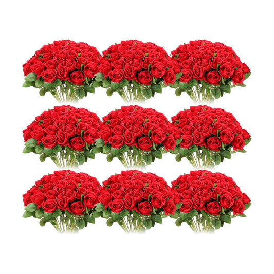 Jexine 100 Pcs Artificial Roses Flowers Bulk, Red