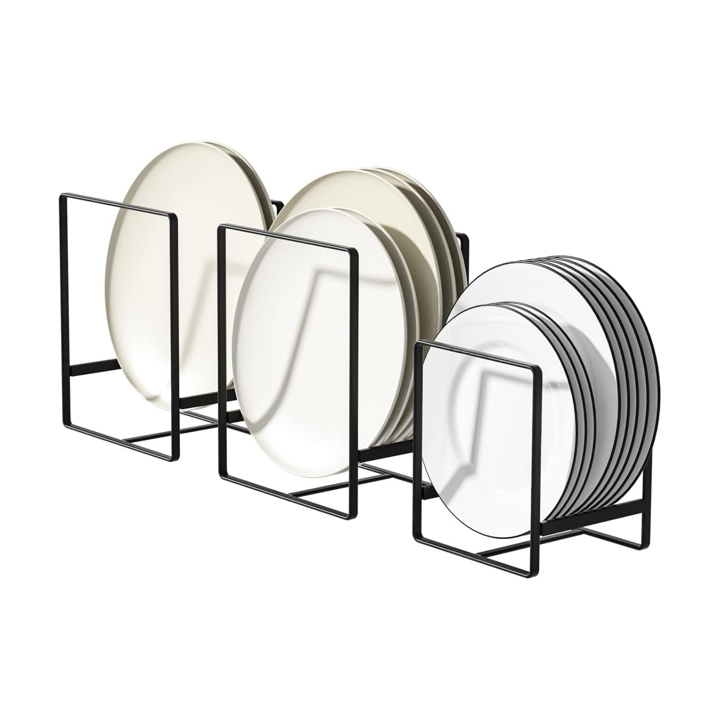 Metal Drying Rack, 3 Pack Inside Cabinet Plate Holders Organizers, Upright Dish Racks for Countertop and Cupboard