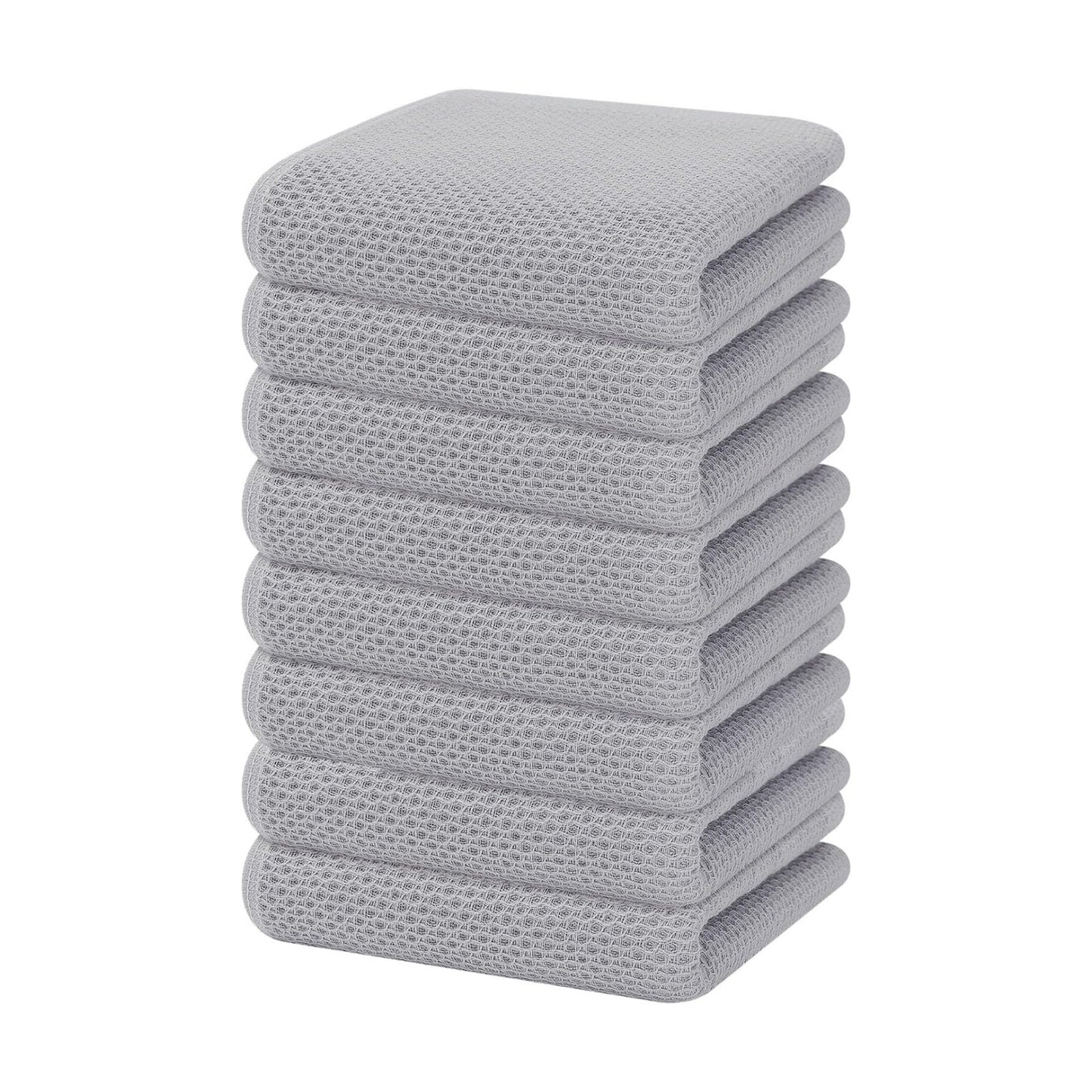 Homaxy 100% Cotton Waffle Weave Kitchen Dish Towels 8-Pack, Light Gray | 13 x 28 Inches, Ultra Soft Absorbent Dish