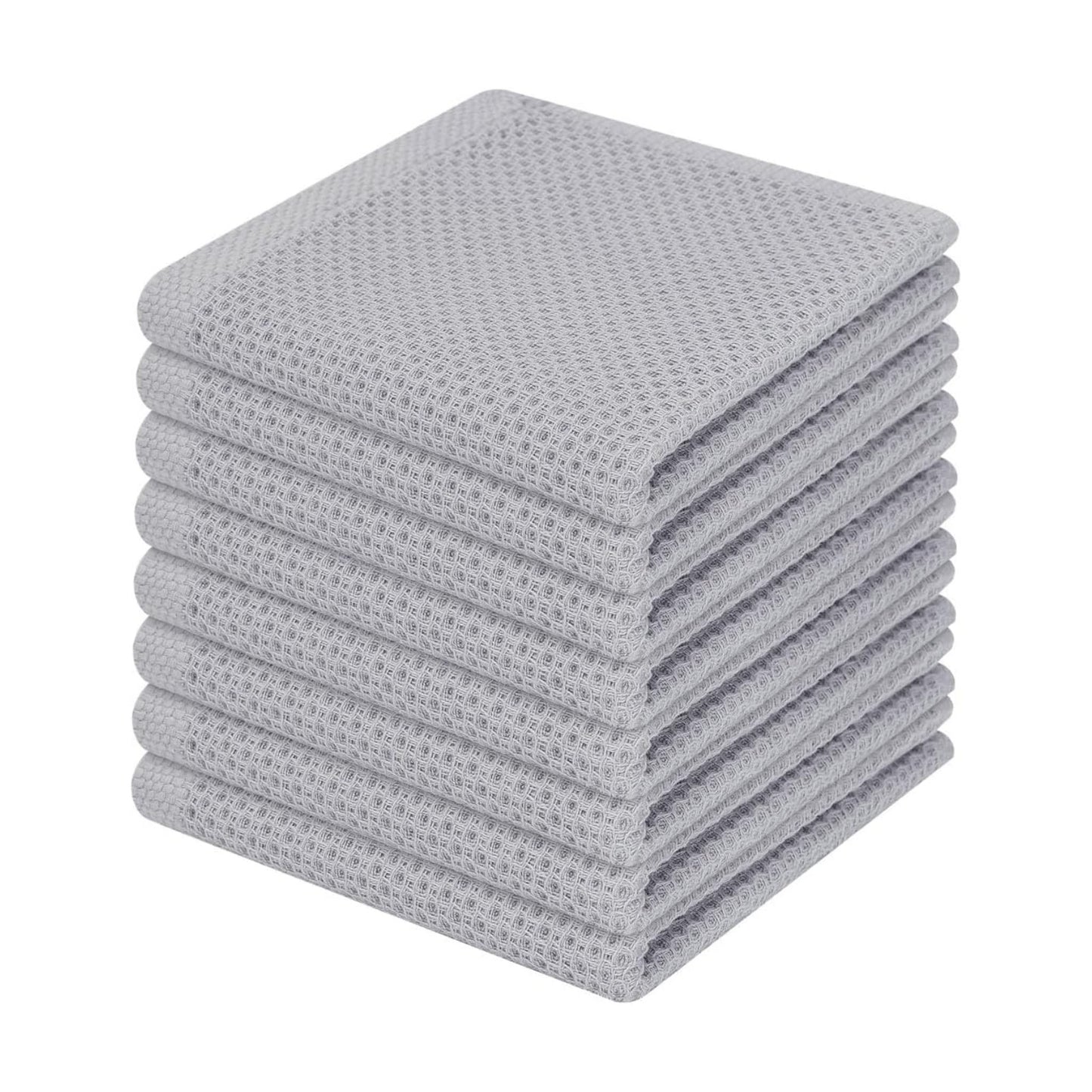 Homaxy 100% Cotton Waffle Weave Kitchen Dish Cloths 8-Pack, Light Gray | 12 x 12 Inches, Ultra Soft Absorbent Dish