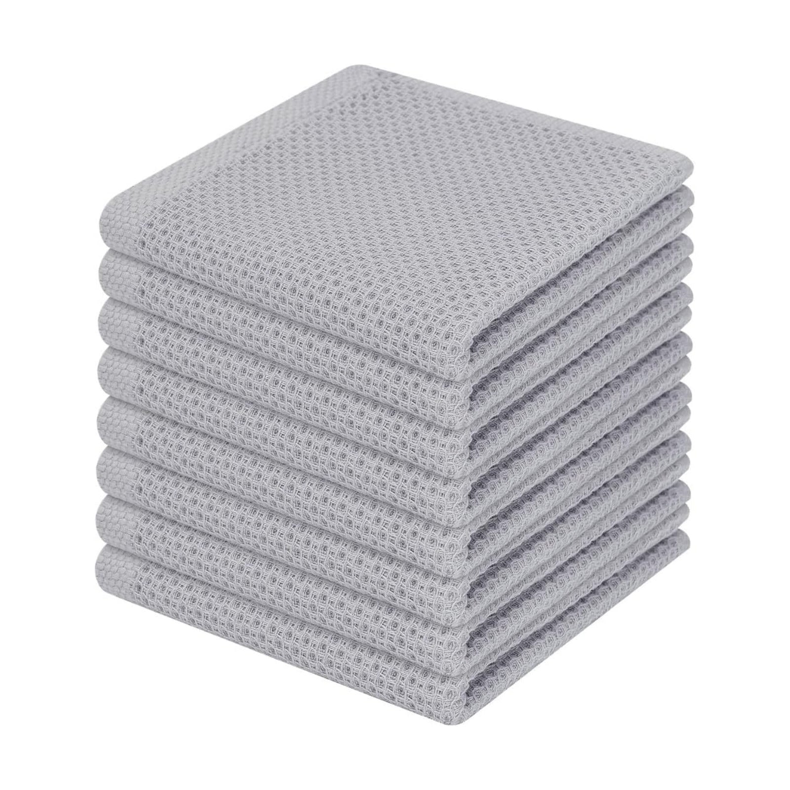 Homaxy 100% Cotton Waffle Weave Kitchen Dish Cloths 8-Pack, Light Gray | 12 x 12 Inches, Ultra Soft Absorbent Dish