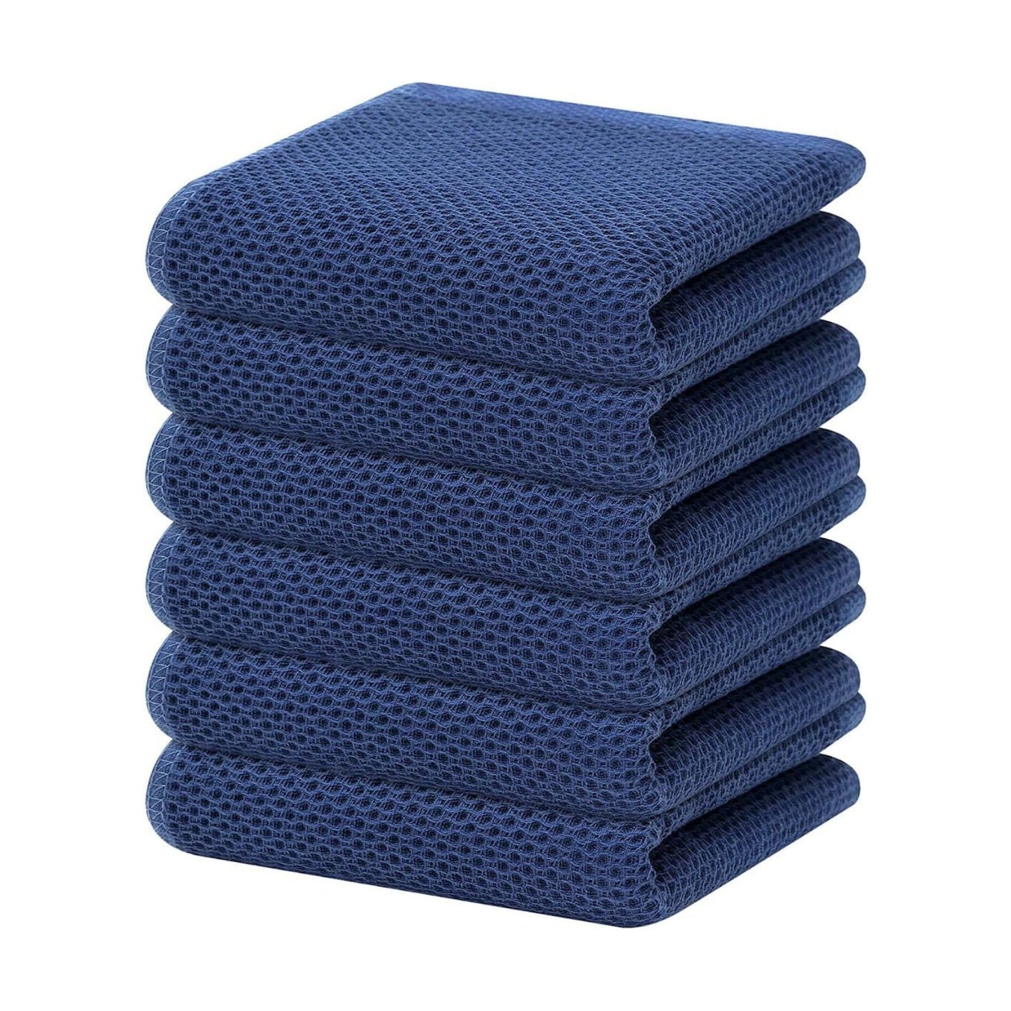 Homaxy 100% Cotton Waffle Weave Kitchen Dish Towels 6-Pack, Navy Blue | 13 x 28 Inches, Ultra Soft Absorbent Dish