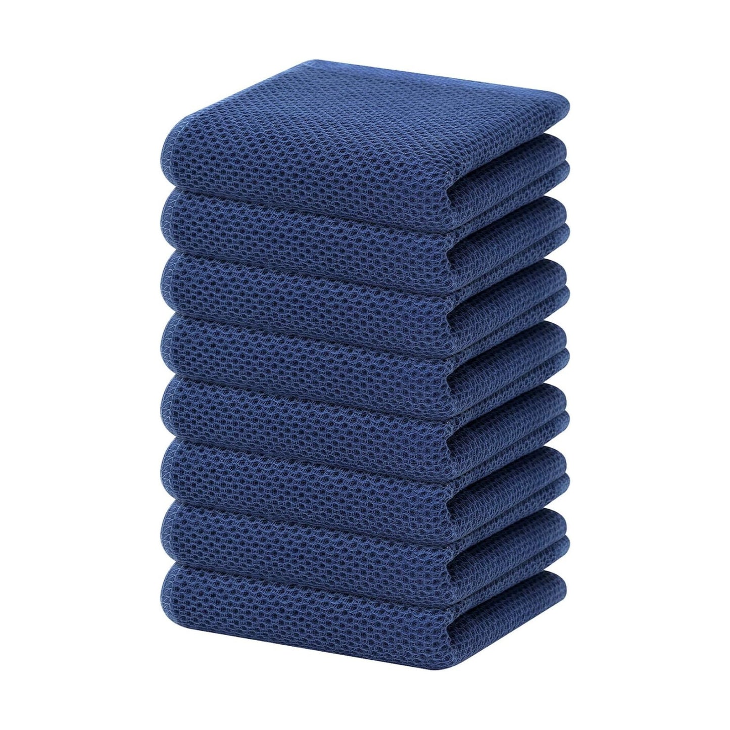 Homaxy 100% Cotton Waffle Weave Kitchen Dish Towels 8-Pack, Navy Blue | 13 x 28 Inches, Ultra Soft Absorbent Dish