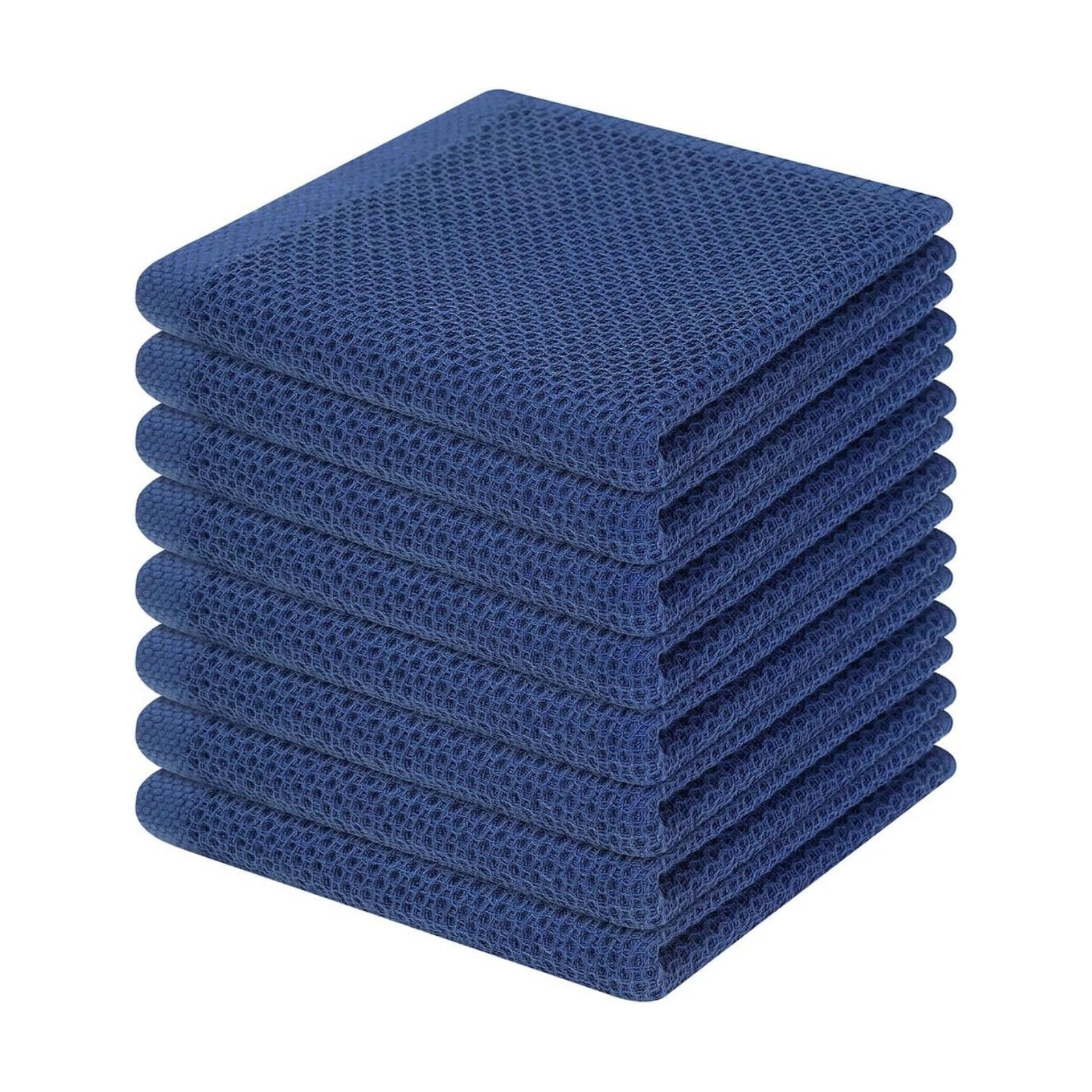 Homaxy 100% Cotton Waffle Weave Kitchen Dish Cloths 8-Pack, Navy Blue | 12 x 12 Inches, Ultra Soft Absorbent Dish