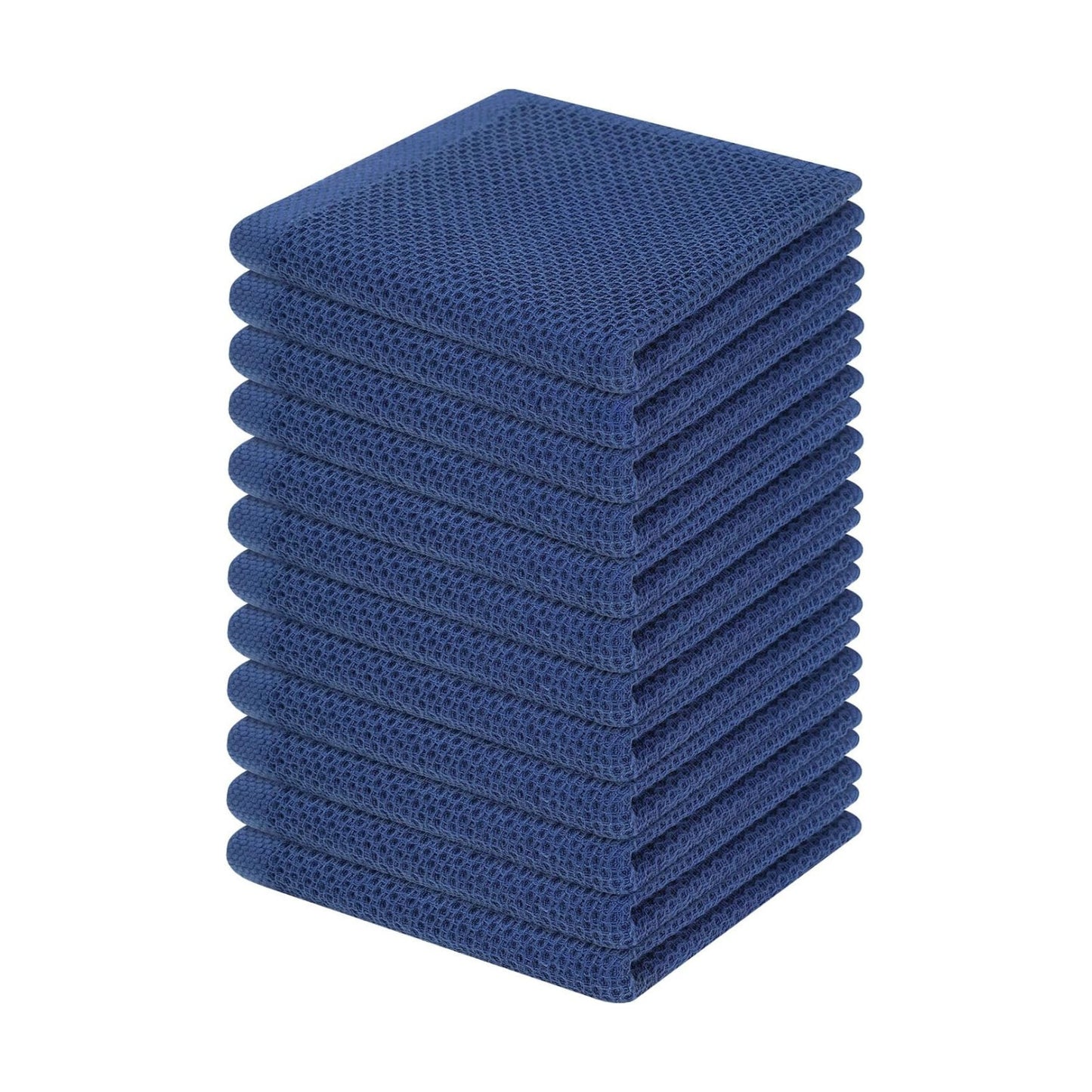 Homaxy 100% Cotton Waffle Weave Kitchen Dish Cloths 12-Pack, Navy Blue | 12 x 12 Inches, Ultra Soft Absorbent Dish