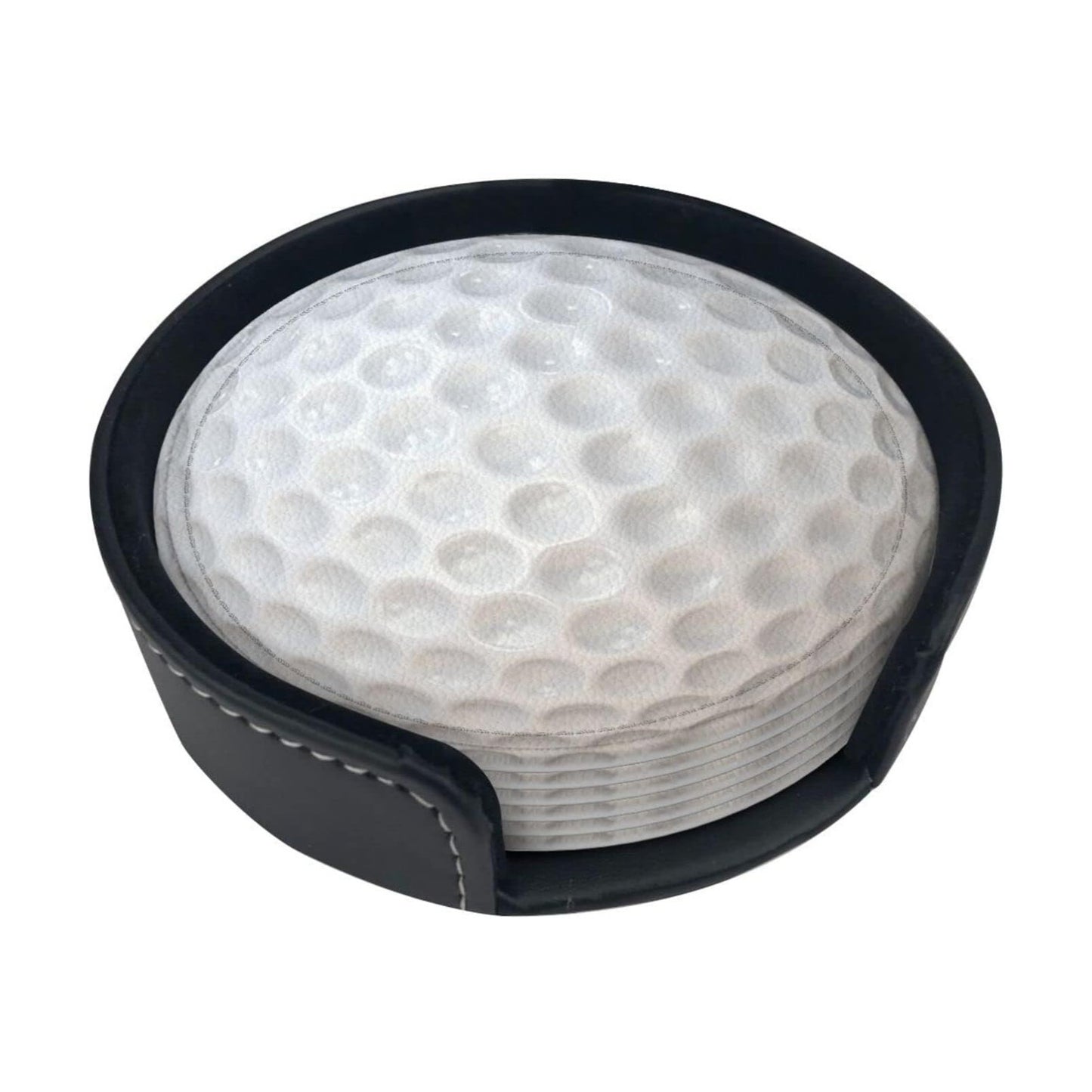 Holder Round Leather Coasters Cups Mugs Mat Pad / White / Set of 6